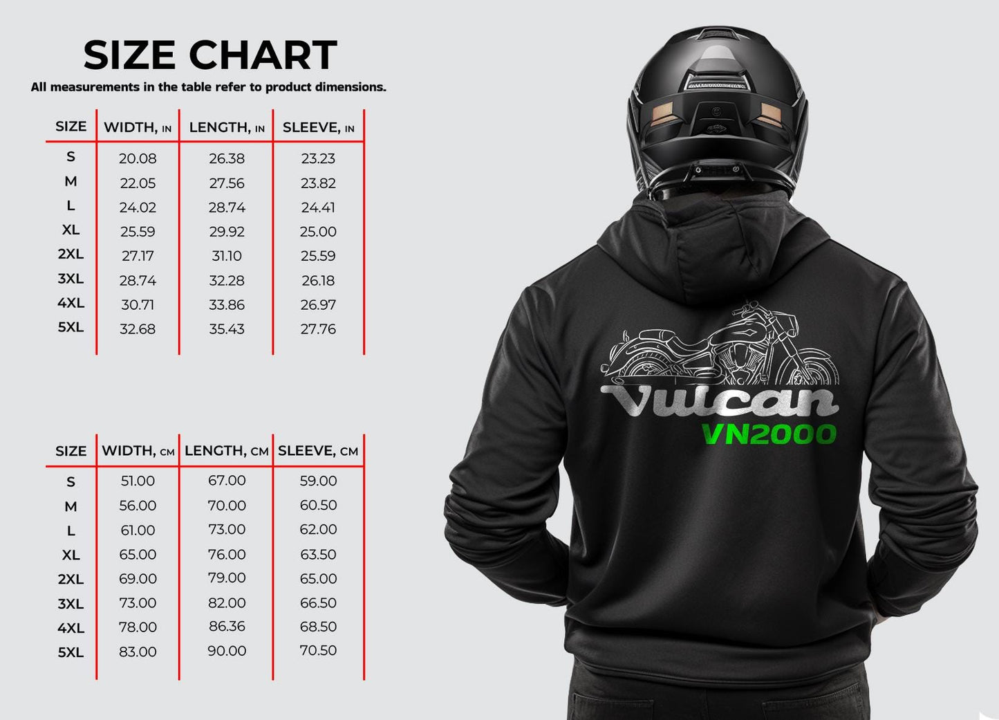 Kawasaki VN2000 Vulcan Inspired Hoodie - Motorcycle Sweatshirt for Riders
