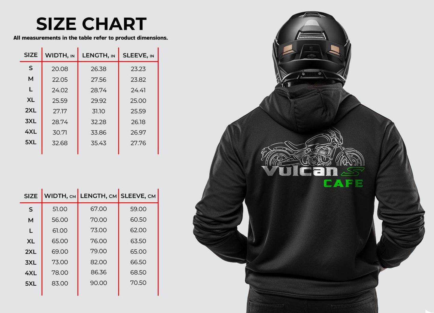 Kawasaki Vulcan S Cafe Inspired Hoodie - Motorcycle Sweatshirt for Riders