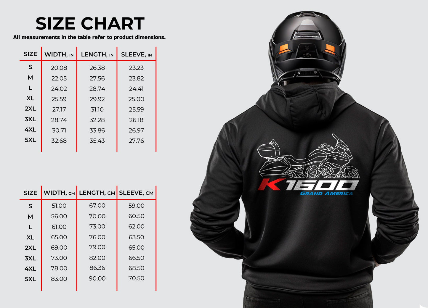 BMW K1600 Grand America Hoodie - Motorcycle Sweatshirt for Motorrad Riders