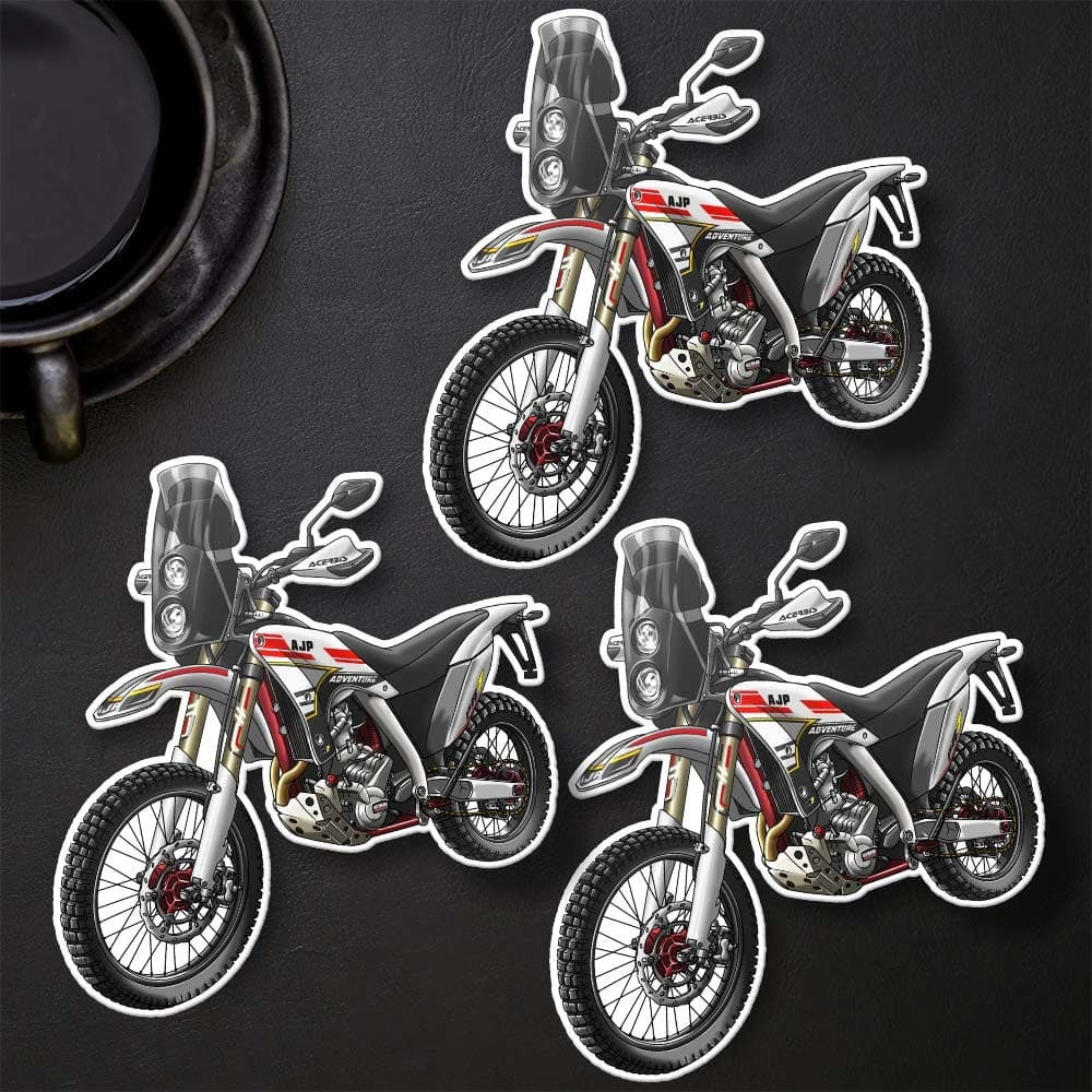 AJP PR7 Stickers - Set of 3 Motorcycle Decals for Riders