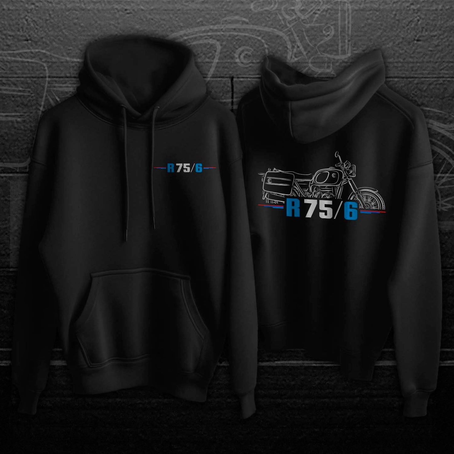 BMW R75/6 Hoodie - Motorcycle Sweatshirt for Motorrad Riders