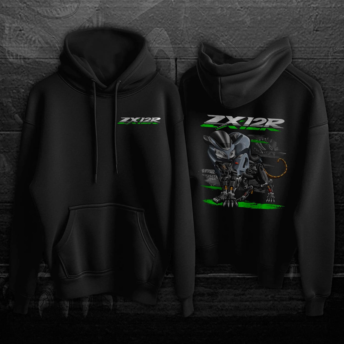 Kawasaki ZX12R Panther 2000-02 Inspired Hoodie - Motorcycle Sweatshirt for Riders