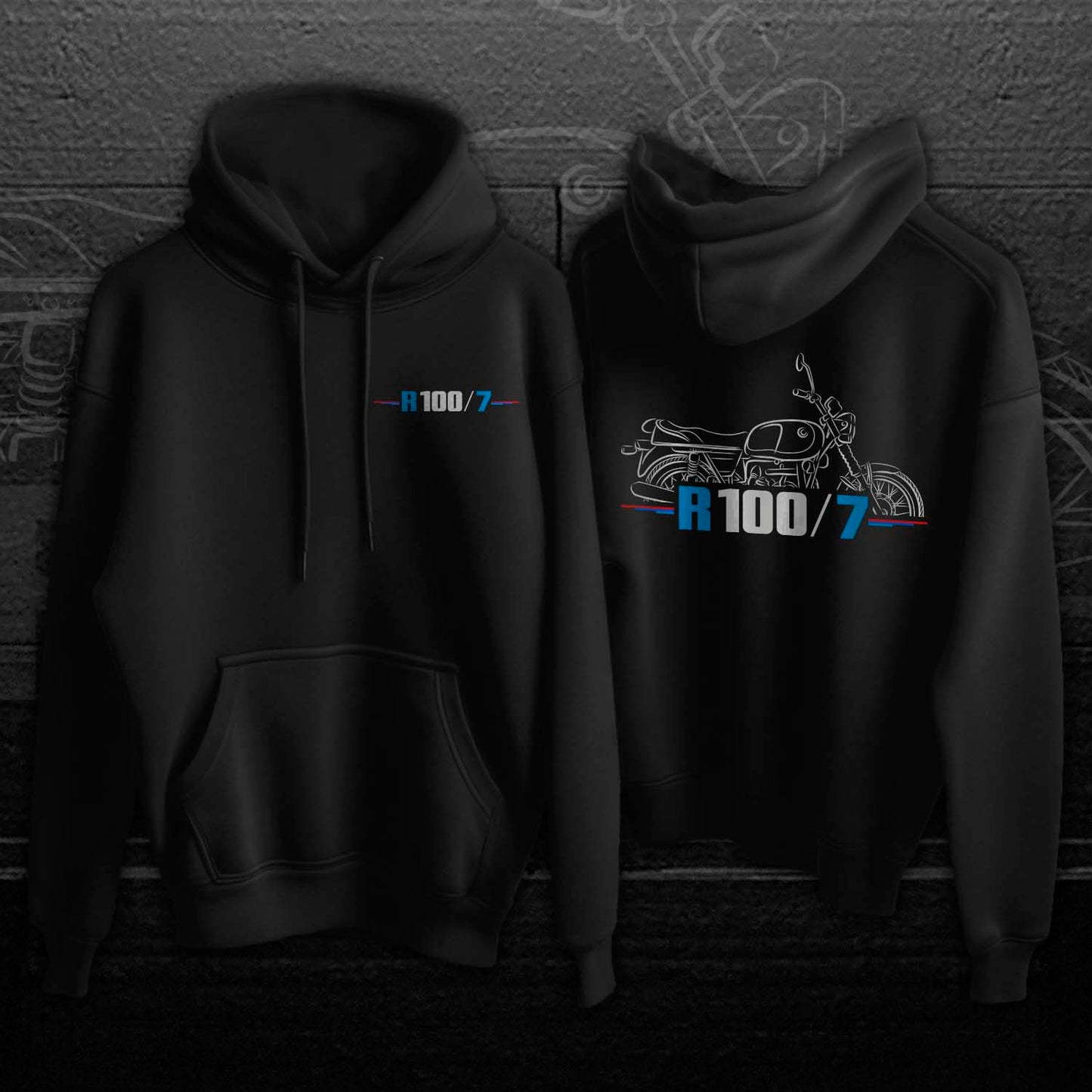 BMW R100 /7 Hoodie - Motorcycle Sweatshirt for Motorrad Riders