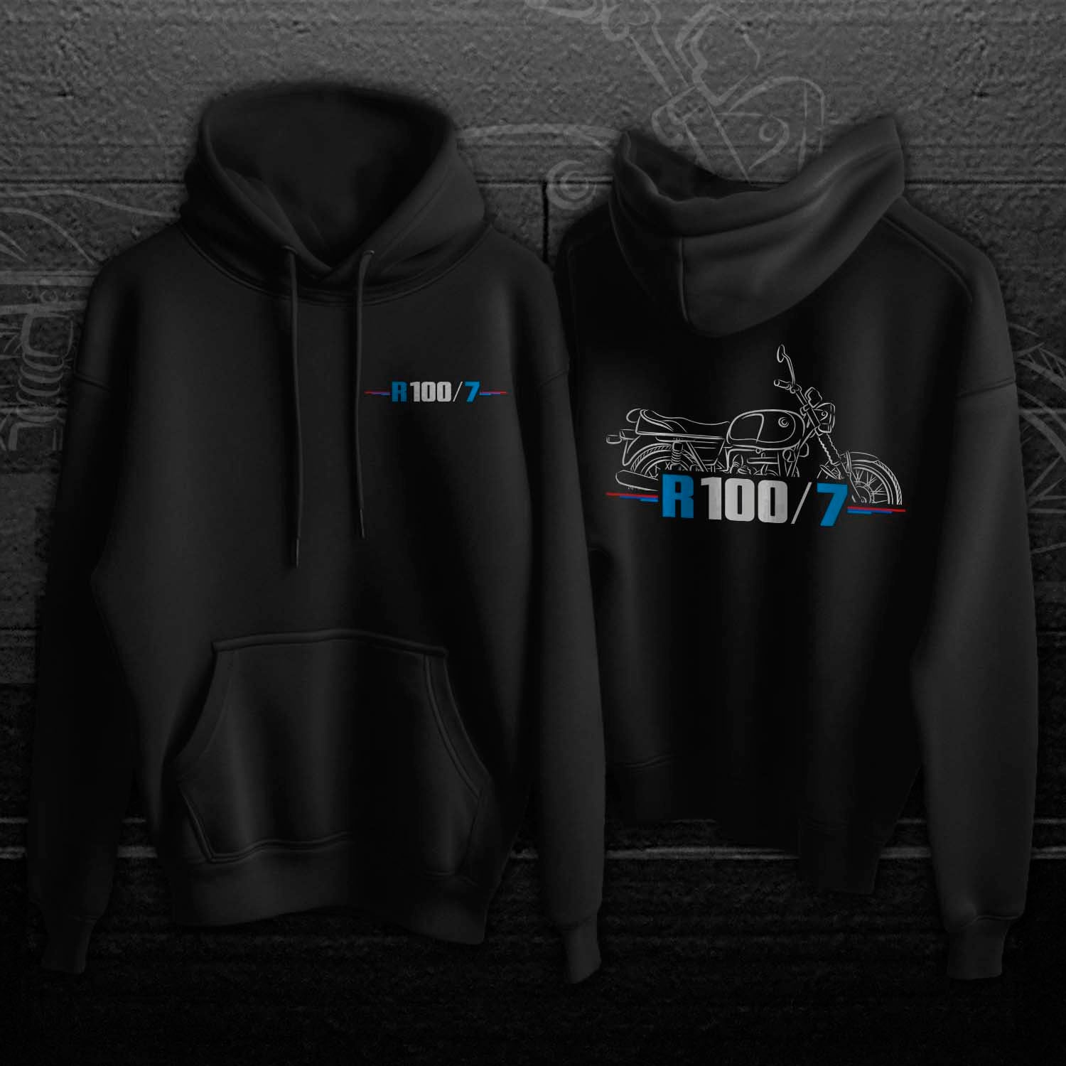 BMW R100 /7 Hoodie - Motorcycle Sweatshirt for Motorrad Riders