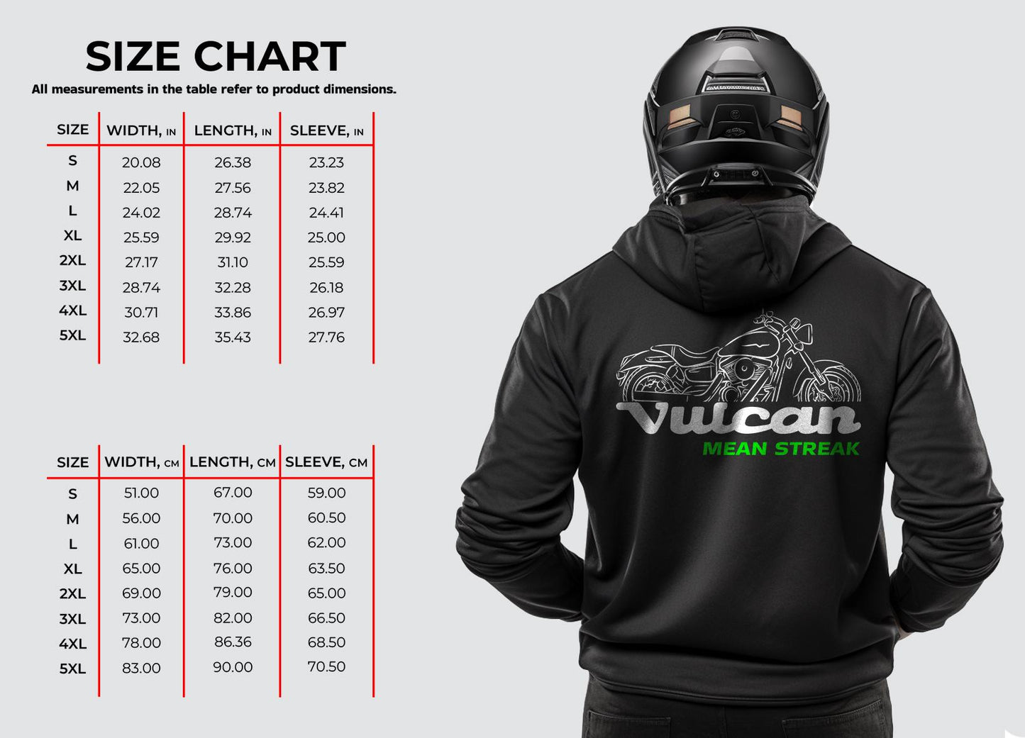 Kawasaki VN1600 Vulcan 1600 Mean Streak Inspired Hoodie - Motorcycle Sweatshirt for Riders