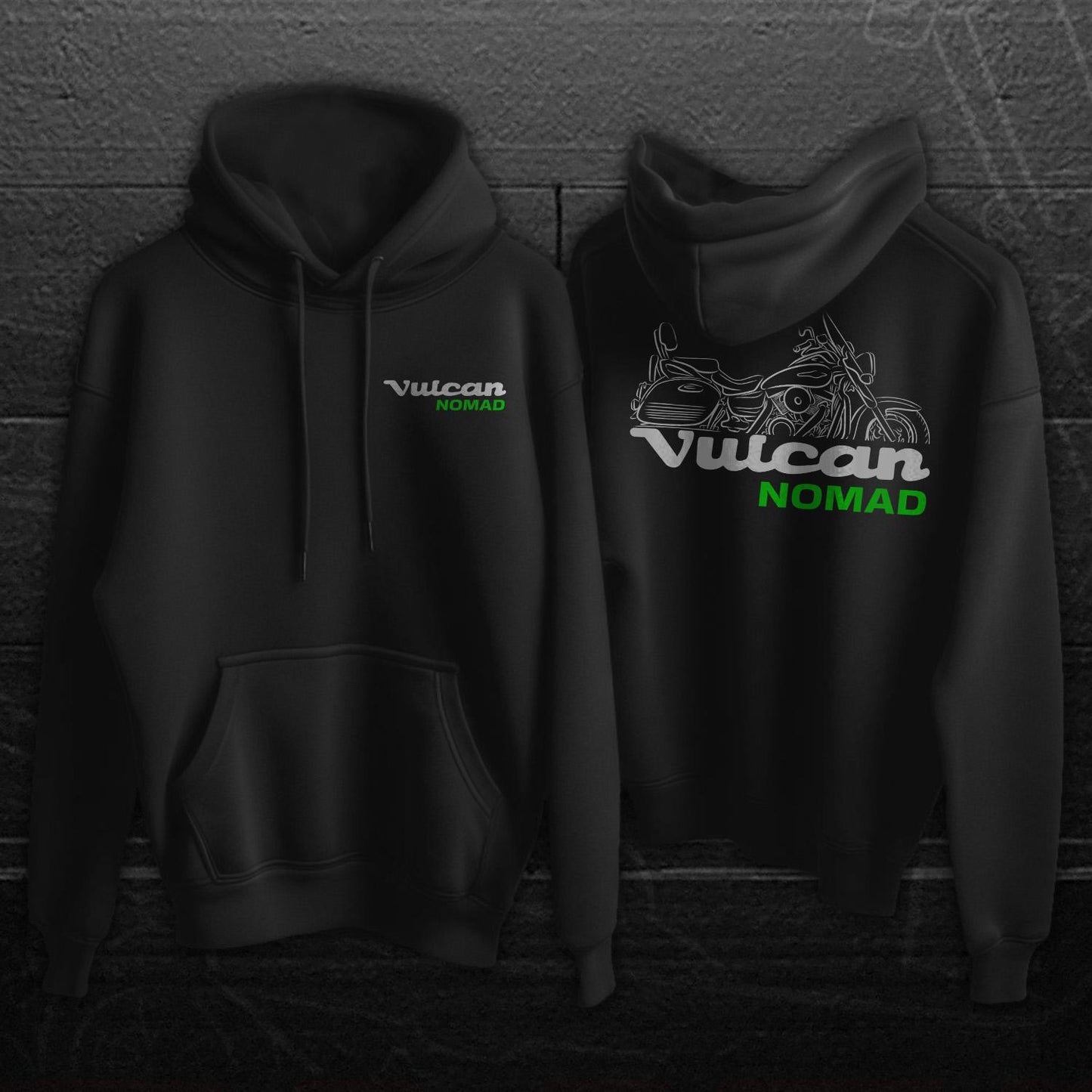 Kawasaki VN1600 Vulcan 1600 Classic Tourer & Nomad Inspired Hoodie - Motorcycle Sweatshirt for Riders