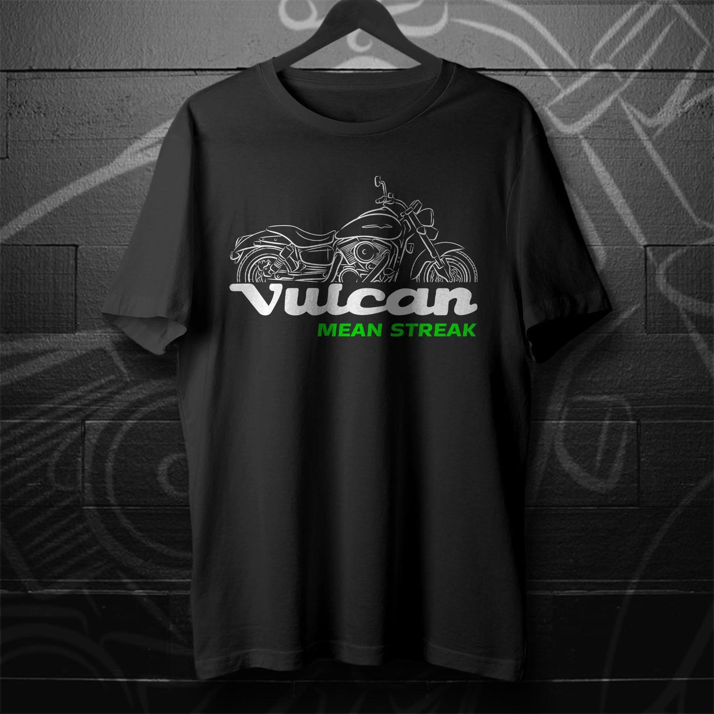 Kawasaki VN1500 Vulcan Mean Streak 2002-03 Inspired T-Shirt - Motorcycle Tee Shirt for Riders