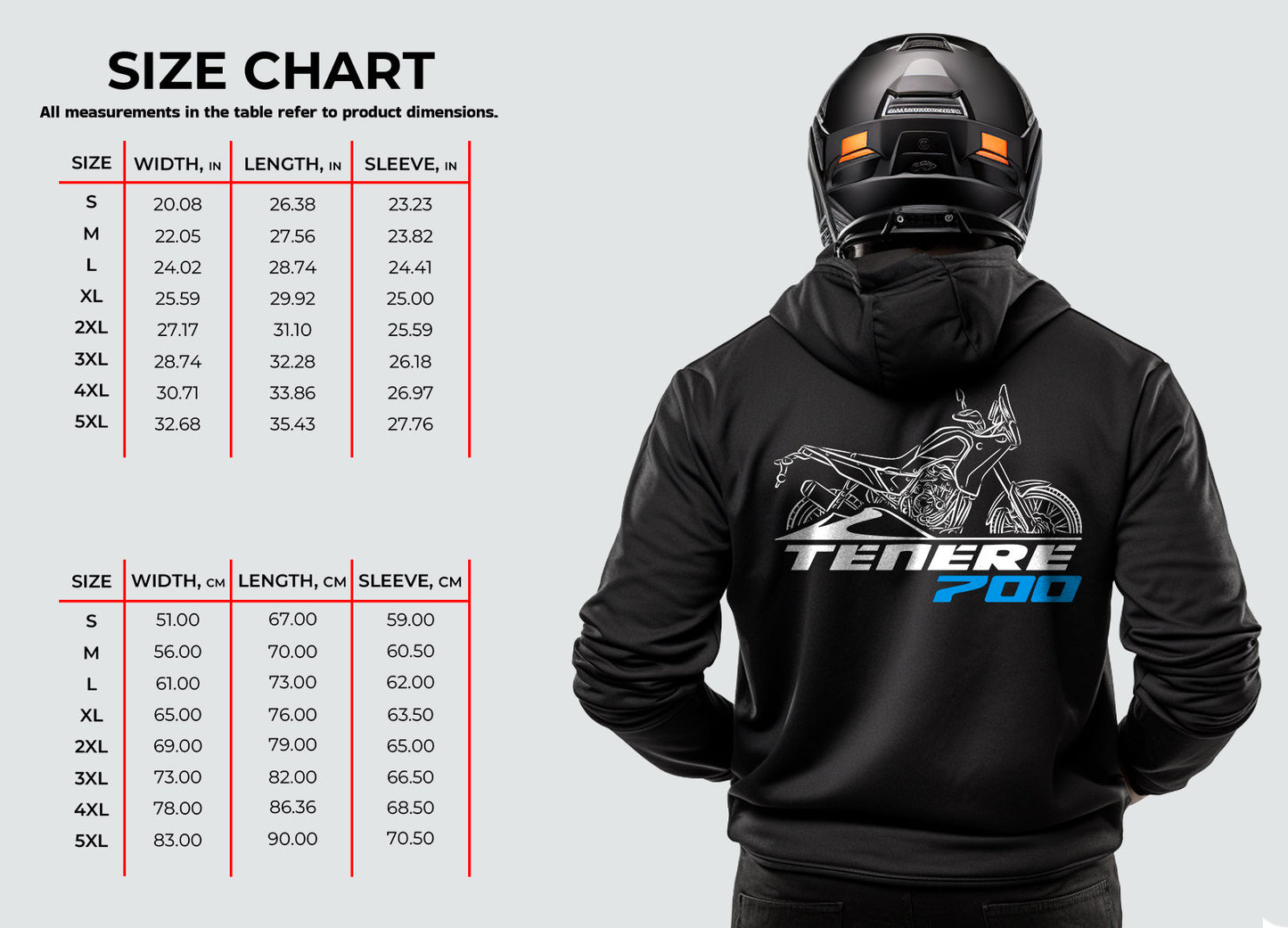 Yamaha Ténéré 700 Hoodie - Motorcycle Sweatshirt for ADV Riders