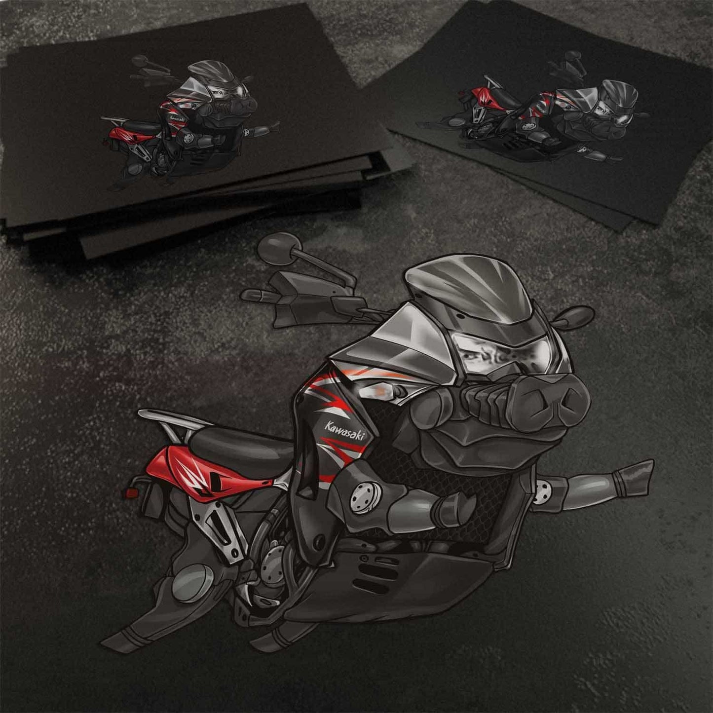 Kawasaki KLR650 2008-10 Inspired Stickers - Set of 3 Motorcycle Decals for Riders