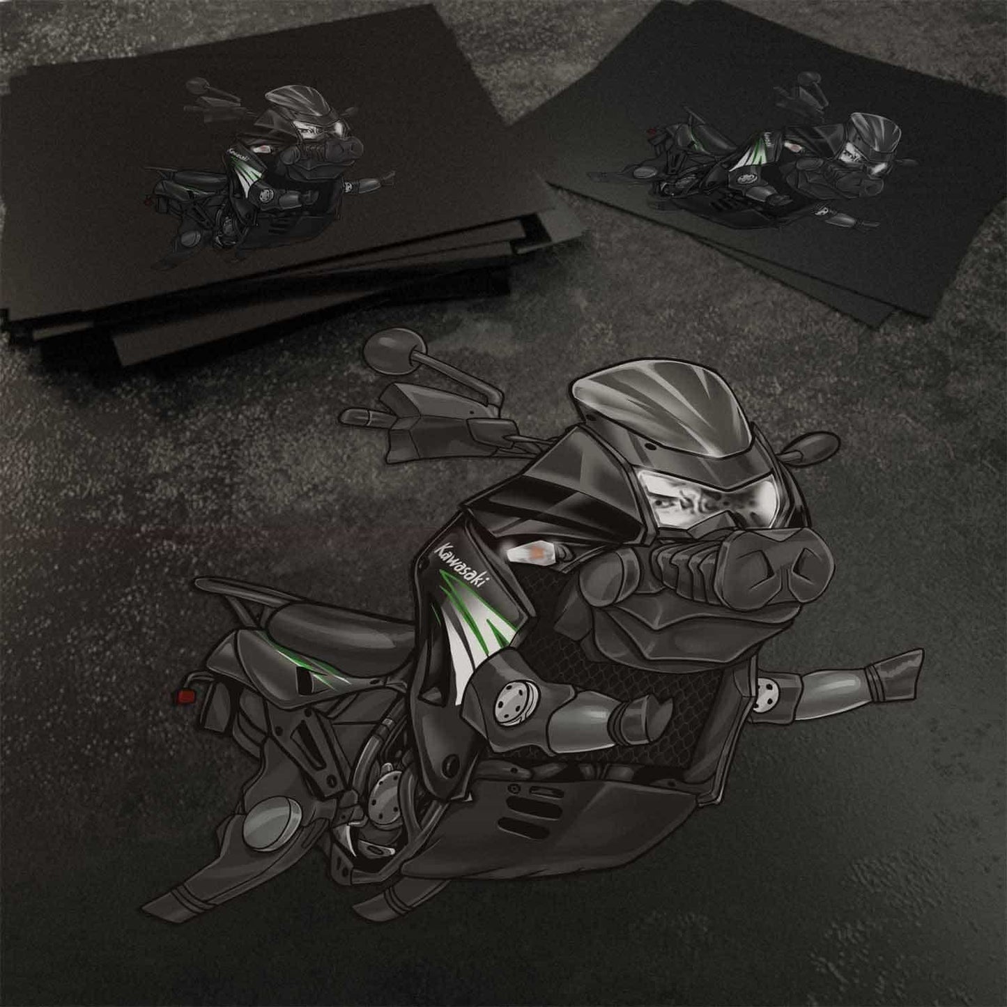 Kawasaki KLR650 2008-10 Inspired Stickers - Set of 3 Motorcycle Decals for Riders
