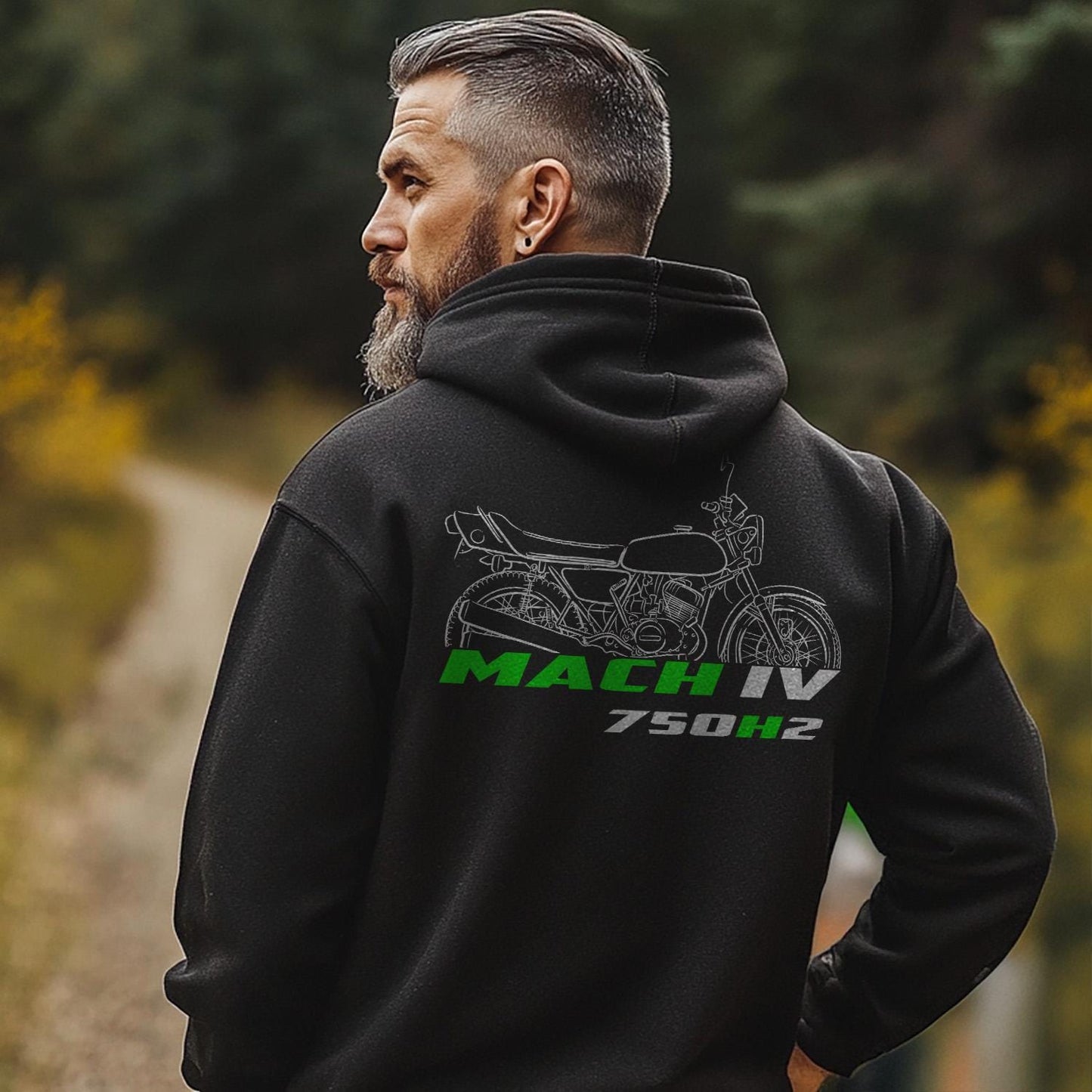 Kawasaki 750 Mach IV H2 Inspired Hoodie - Motorcycle Sweatshirt for Riders