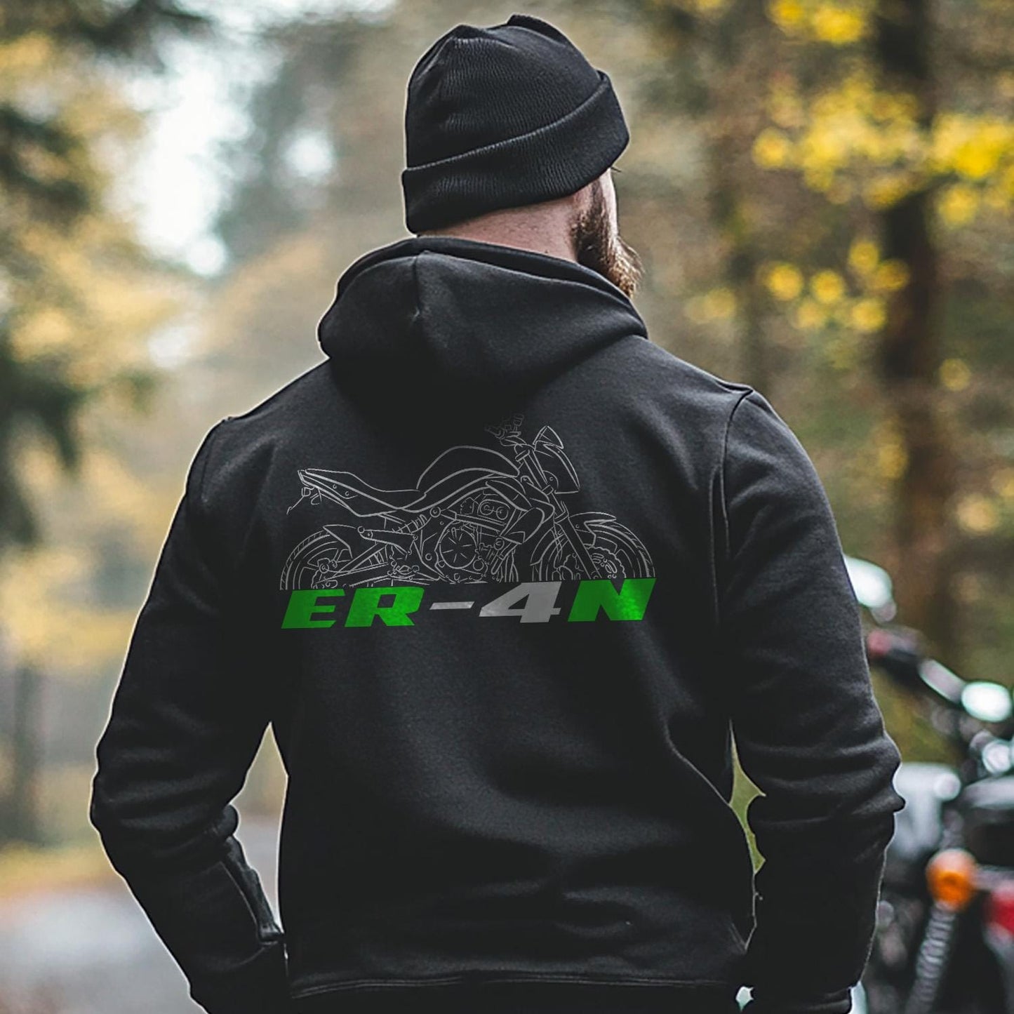 Kawasaki ER-4N Inspired Hoodie - Motorcycle Sweatshirt for Riders