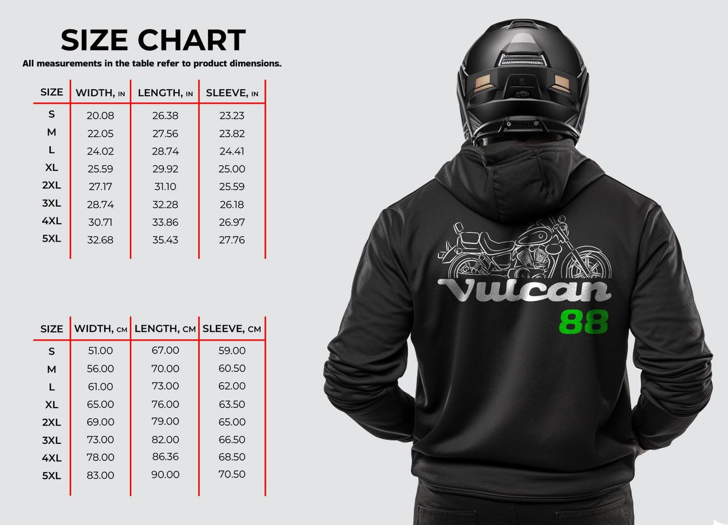 Kawasaki Vulcan 88 & VN-15 1987-1999 Inspired Hoodie - Motorcycle Sweatshirt for Riders