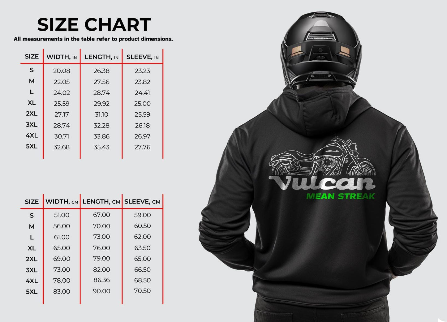 Kawasaki VN1500 Vulcan Mean Streak 2002-03 Inspired Hoodie - Motorcycle Sweatshirt for Riders