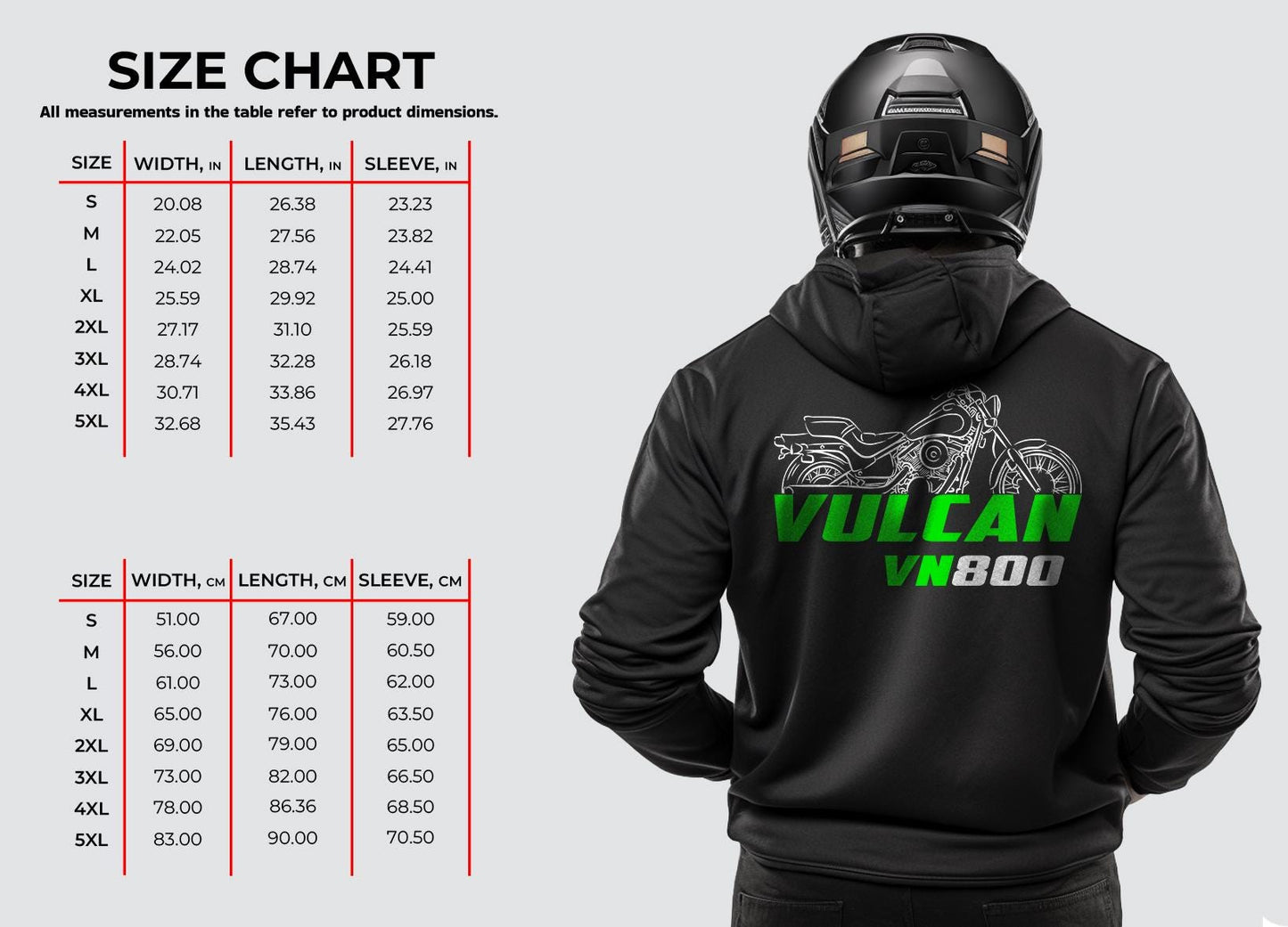 Kawasaki VN800 Vulcan 800 Inspired Hoodie - Motorcycle Sweatshirt for Riders