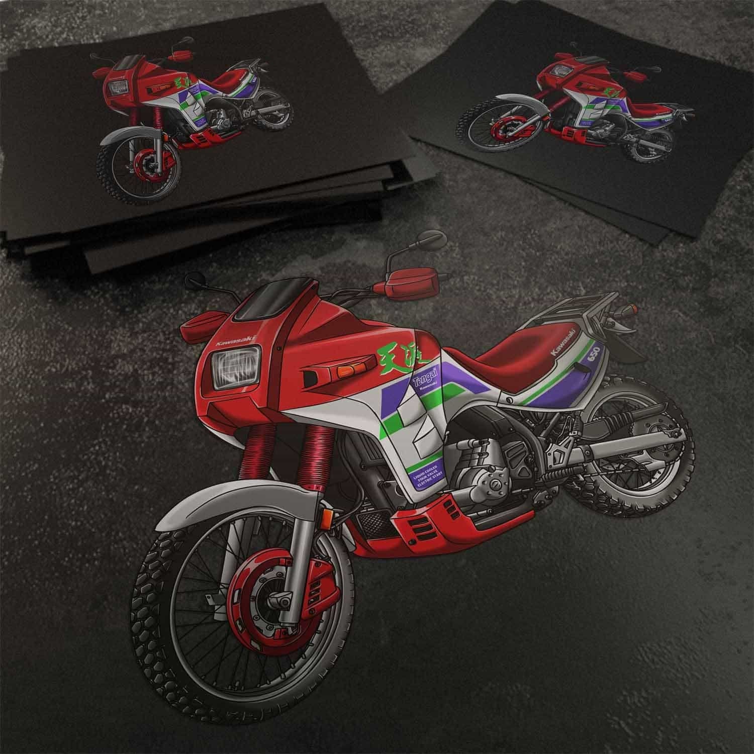 Kawasaki KLR 650 B Tengai Stickers - Set of 3 Motorcycle Decals for Riders
