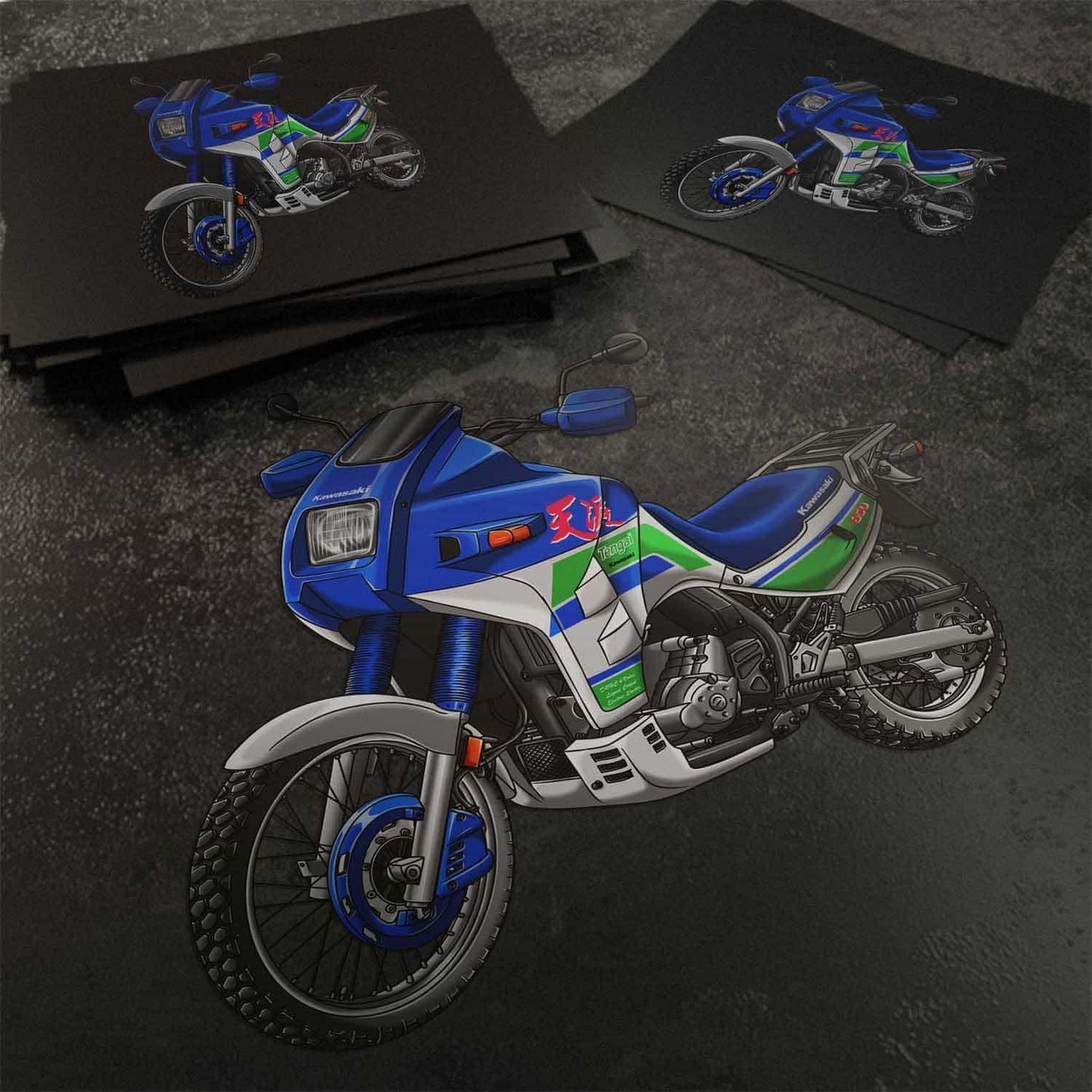Kawasaki KLR 650 B Tengai Stickers - Set of 3 Motorcycle Decals for Riders