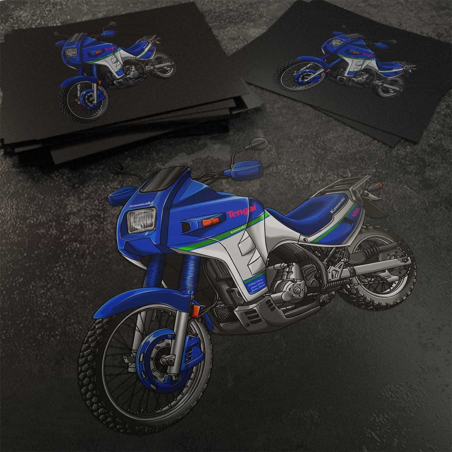 Kawasaki KLR 650 B Tengai Stickers - Set of 3 Motorcycle Decals for Riders