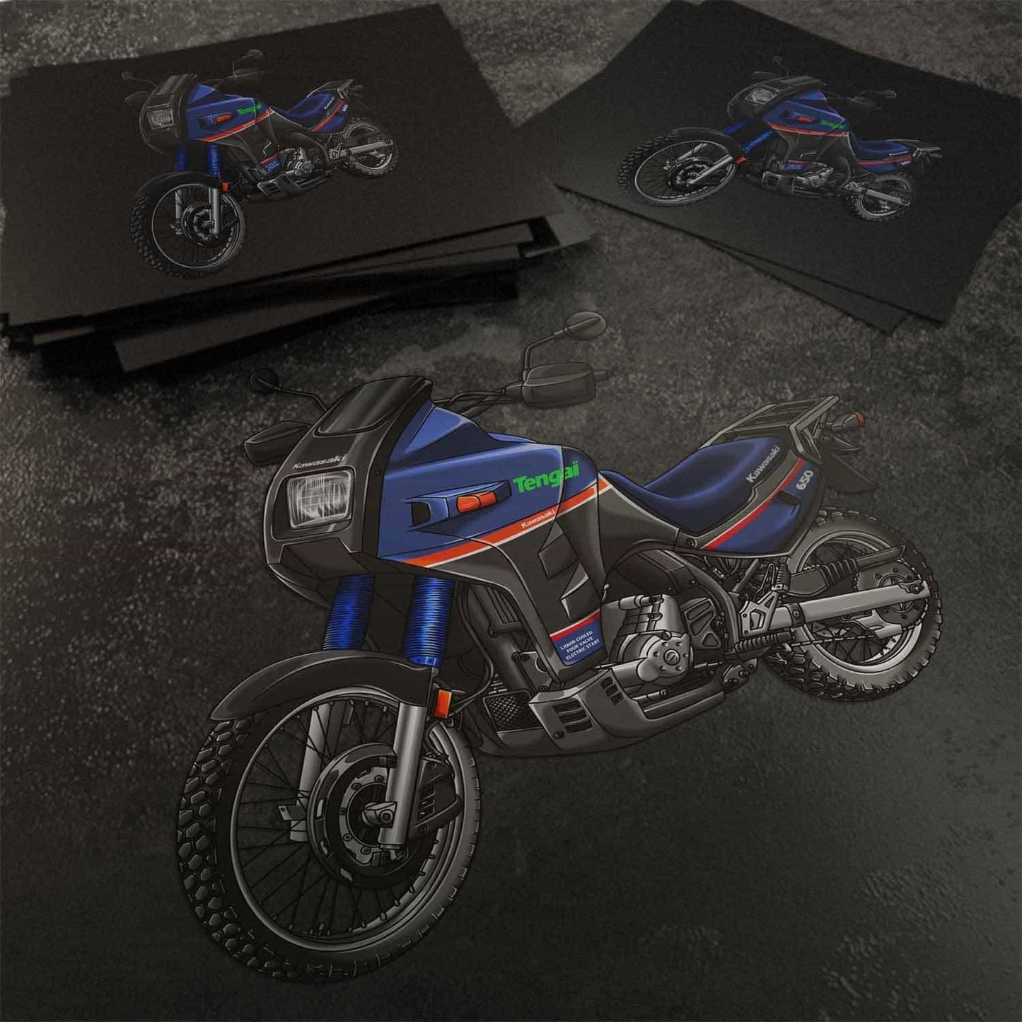 Kawasaki KLR 650 B Tengai Stickers - Set of 3 Motorcycle Decals for Riders