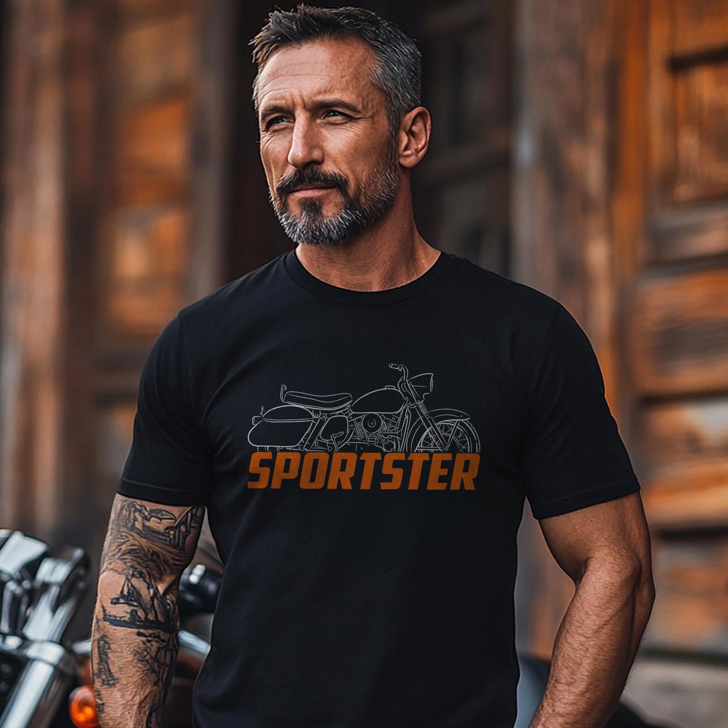 Harley-Davidson Sportster XLH XLCH 883 + Saddlebags Inspired T-Shirt - Biker Motorcycle Tee Shirt