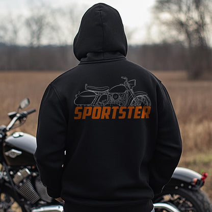 Harley-Davidson Sportster XLH XLCH 883 + Saddlebags Inspired Hoodie - Biker Motorcycle Sweatshirt