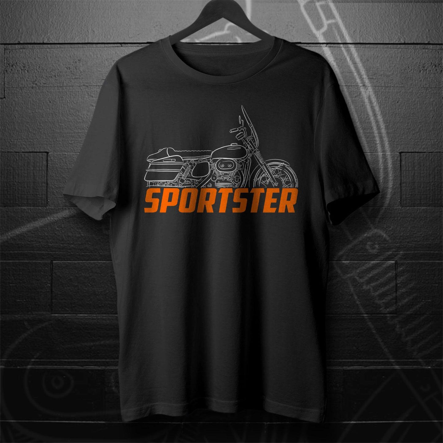 Harley-Davidson Sportster XLH XLCH 883 + Saddlebags Inspired T-Shirt - Biker Motorcycle Tee Shirt