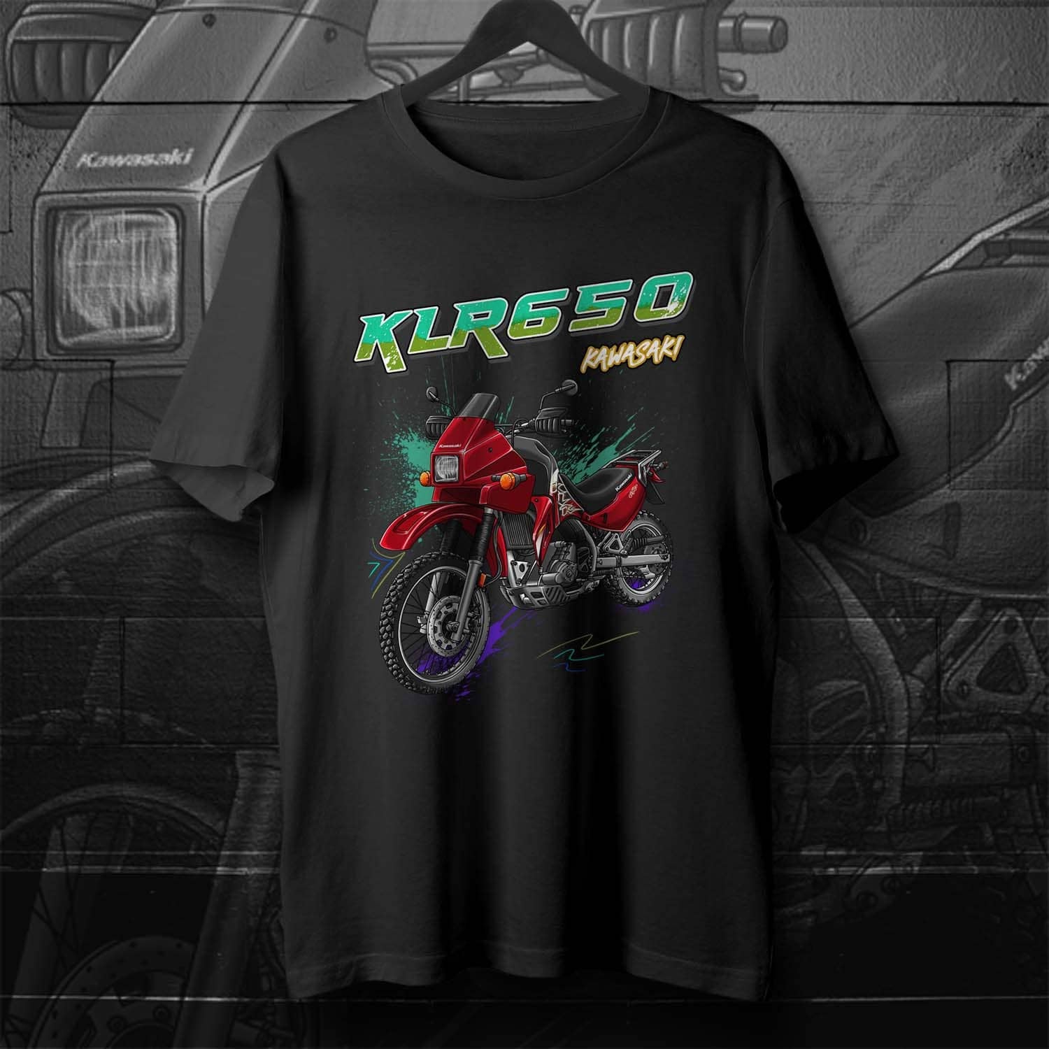 Kawasaki KLR 650 A 2004-07 T-Shirt - Motorcycle Tee Shirt for Riders