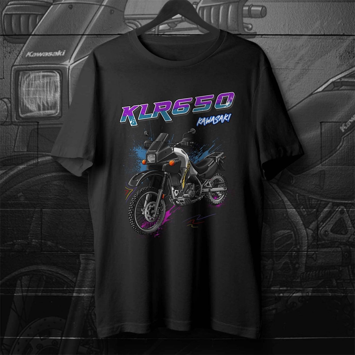 Kawasaki KLR 650 A 2004-07 T-Shirt - Motorcycle Tee Shirt for Riders
