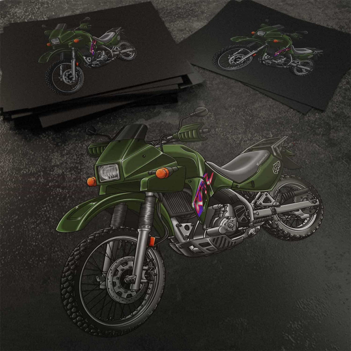 Kawasaki KLR 650 A 1994-2003 Stickers - Set of 3 Motorcycle Decals for Riders