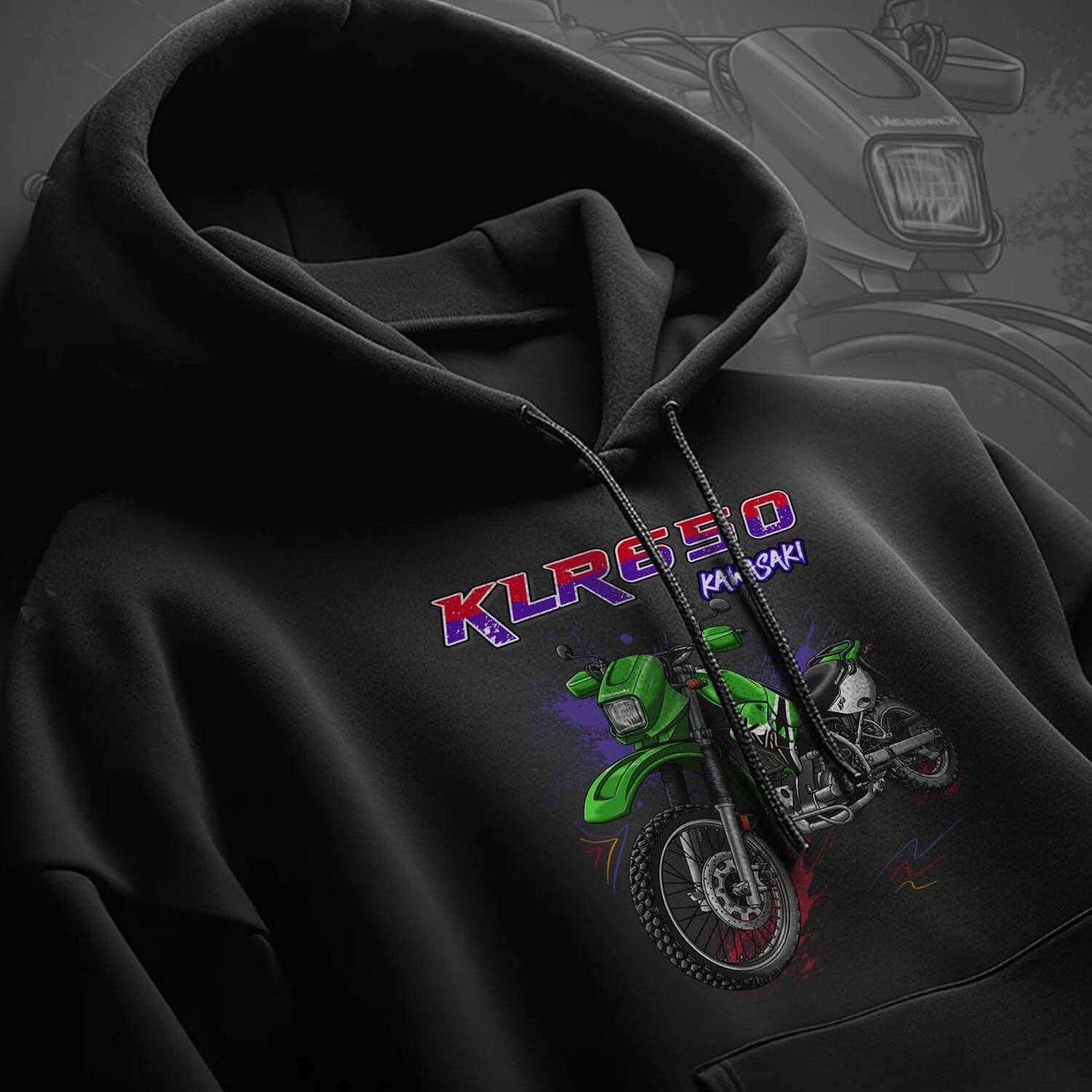 Kawasaki KLR 650 C Hoodie - Motorcycle Sweatshirt for Riders