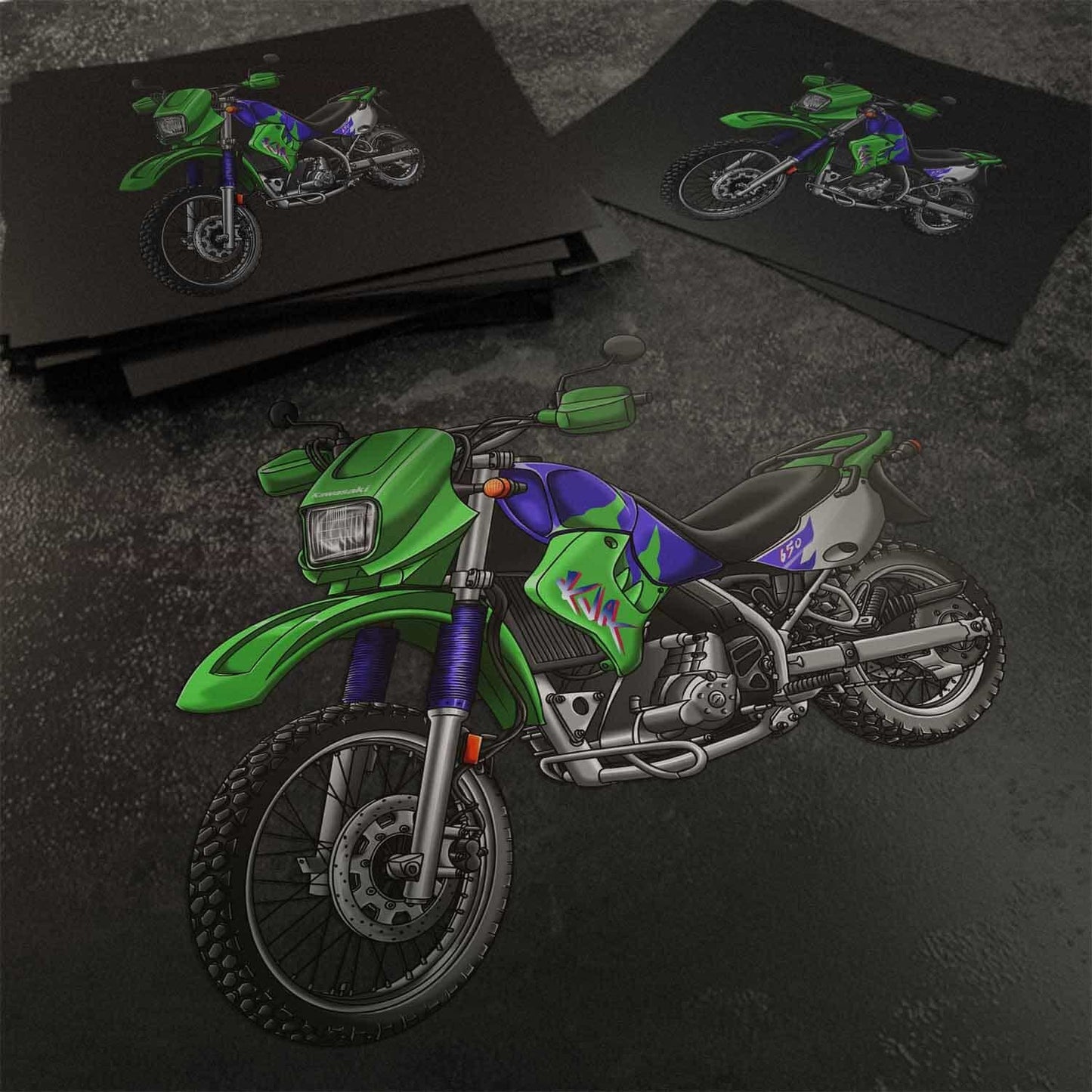 Kawasaki KLR 650 C Stickers - Set of 3 Motorcycle Decals for Riders