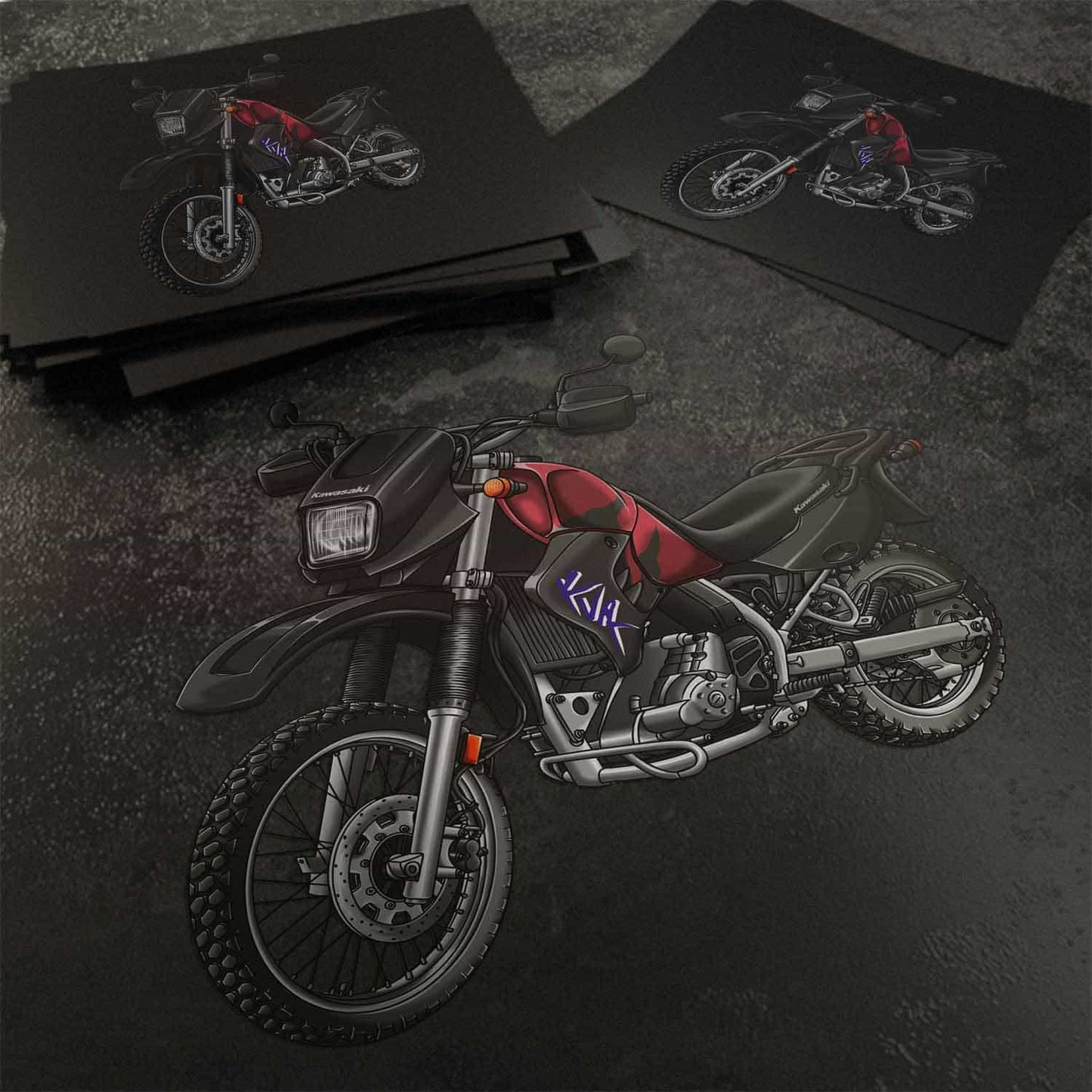 Kawasaki KLR 650 C Stickers - Set of 3 Motorcycle Decals for Riders