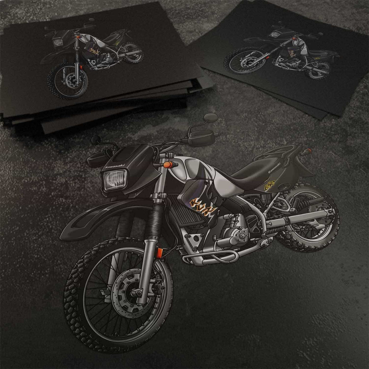 Kawasaki KLR 650 C Stickers - Set of 3 Motorcycle Decals for Riders