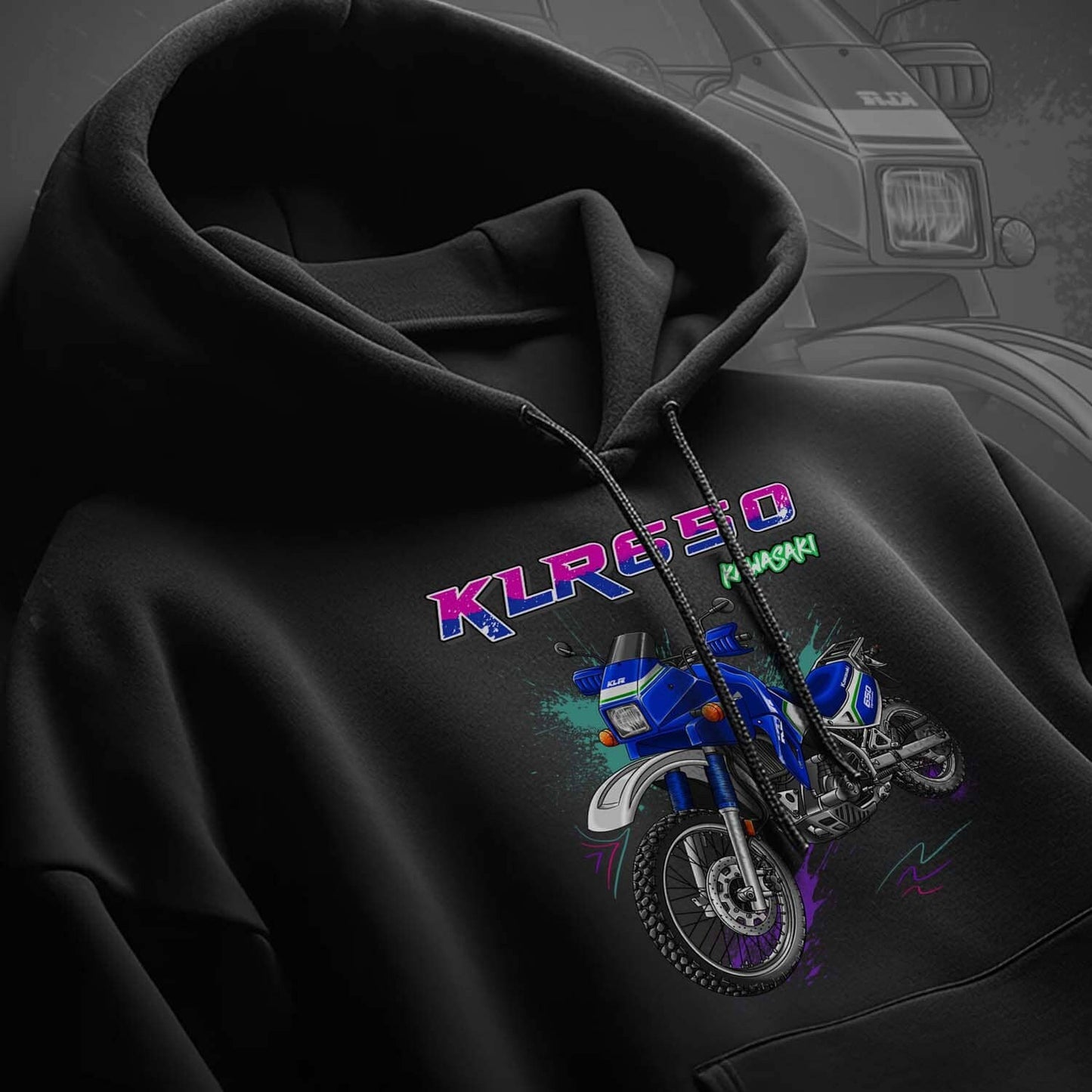Kawasaki KLR 650 A 1987-93 Hoodie - Motorcycle Sweatshirt for Riders