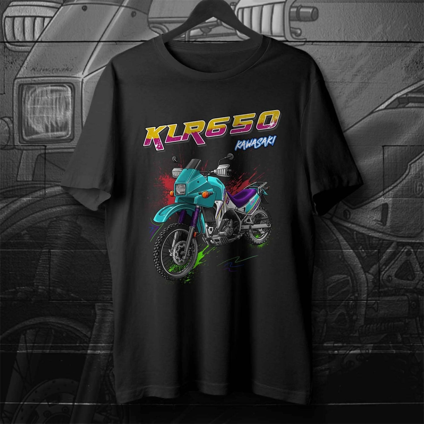 Kawasaki KLR 650 A 1994-2003 T-Shirt - Motorcycle Tee Shirt for Riders