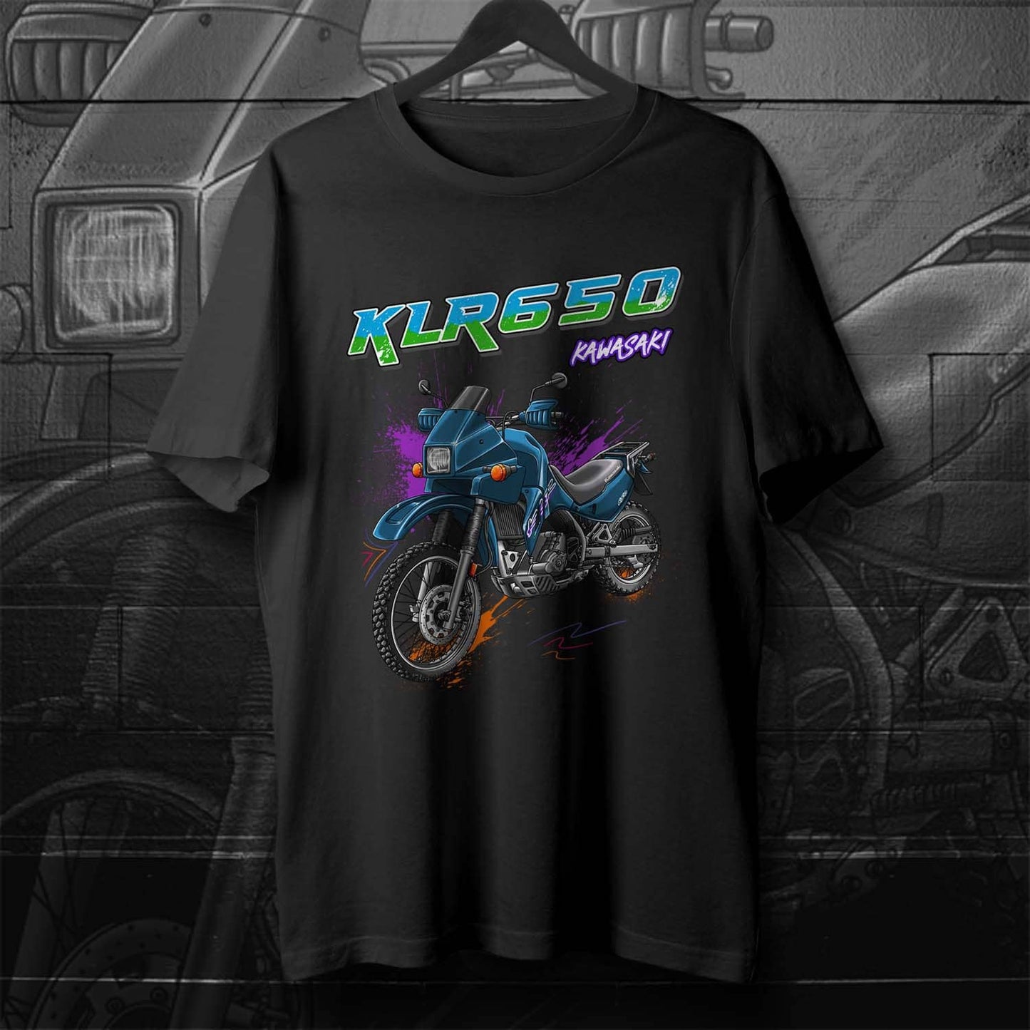 Kawasaki KLR 650 A 1994-2003 T-Shirt - Motorcycle Tee Shirt for Riders