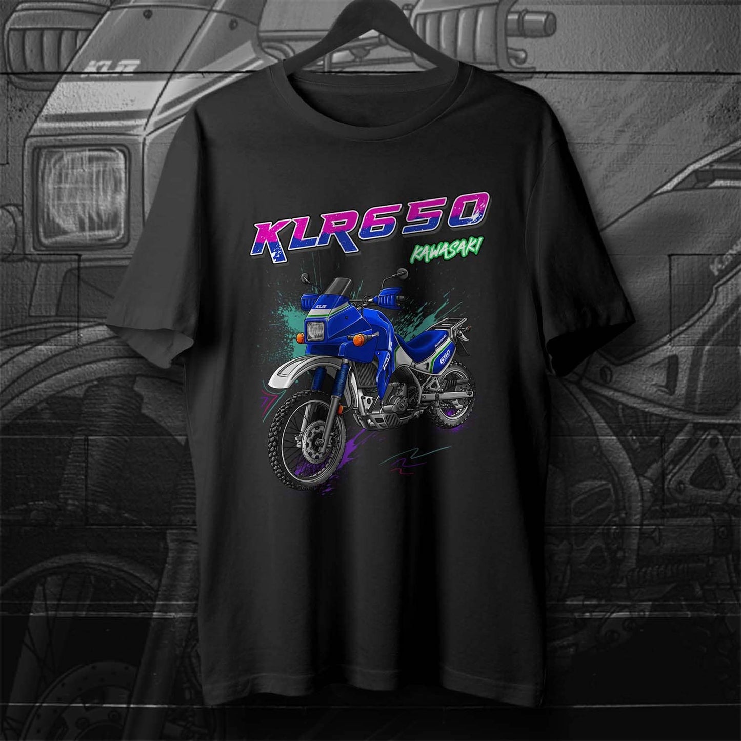 Kawasaki KLR 650 A 1987-93 T-Shirt - Motorcycle Tee Shirt for Riders