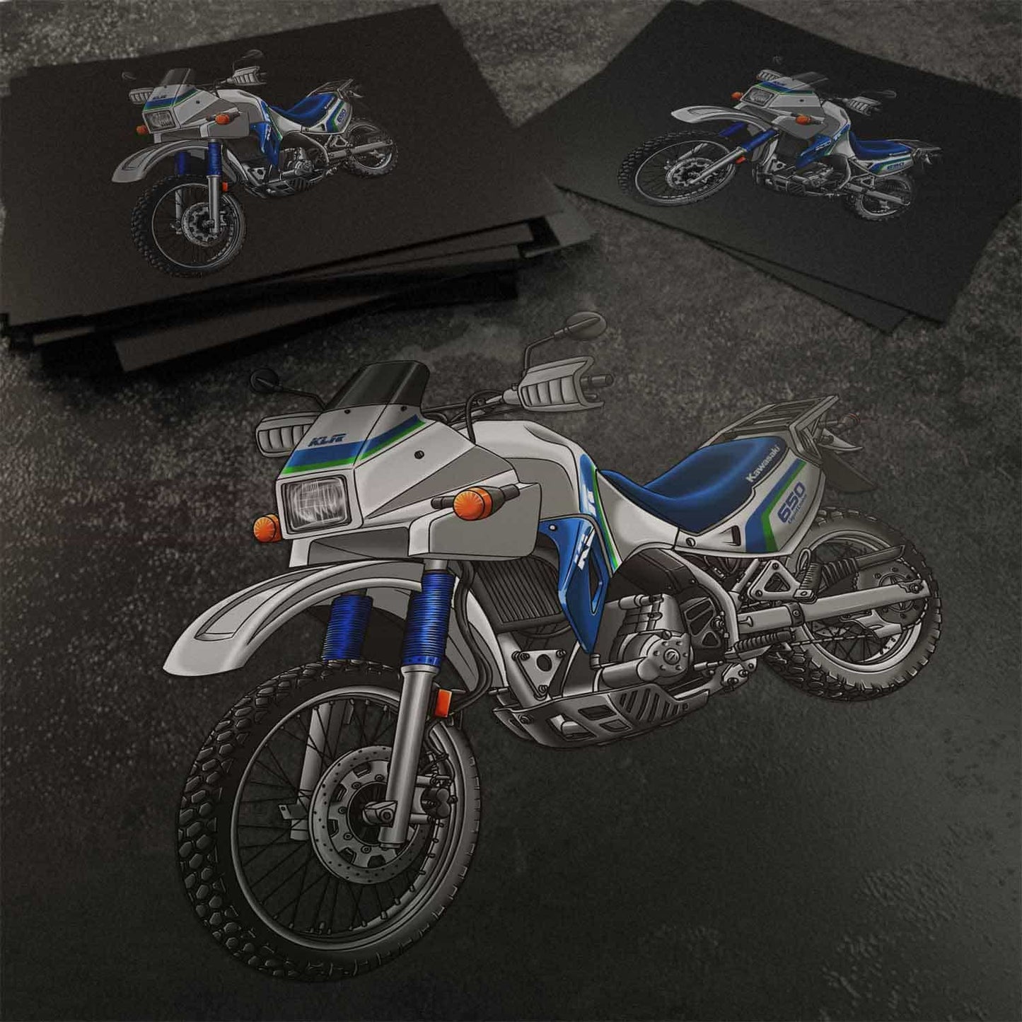 Kawasaki KLR 650 A 1987-93 Stickers - Set of 3 Motorcycle Decals for Riders