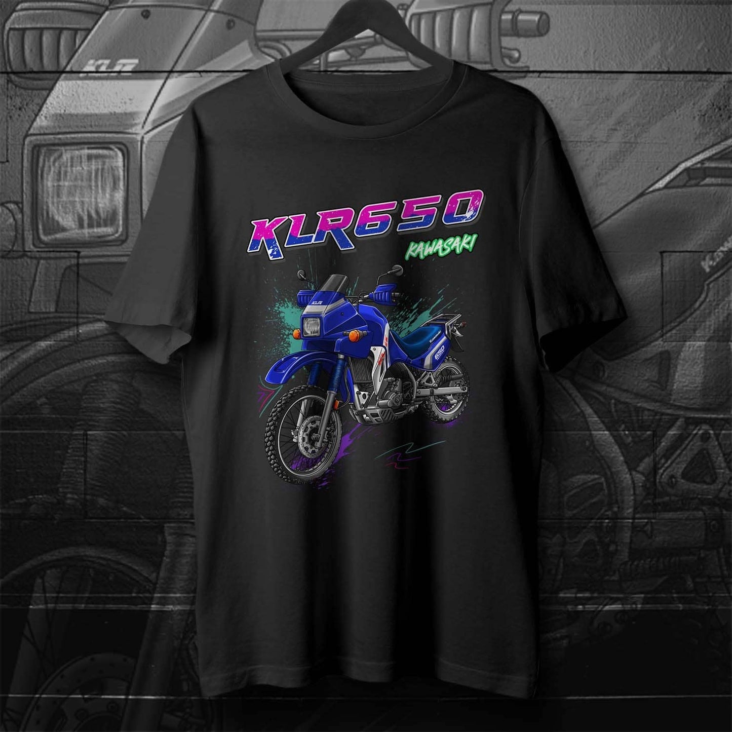 Kawasaki KLR 650 A 1987-93 T-Shirt - Motorcycle Tee Shirt for Riders