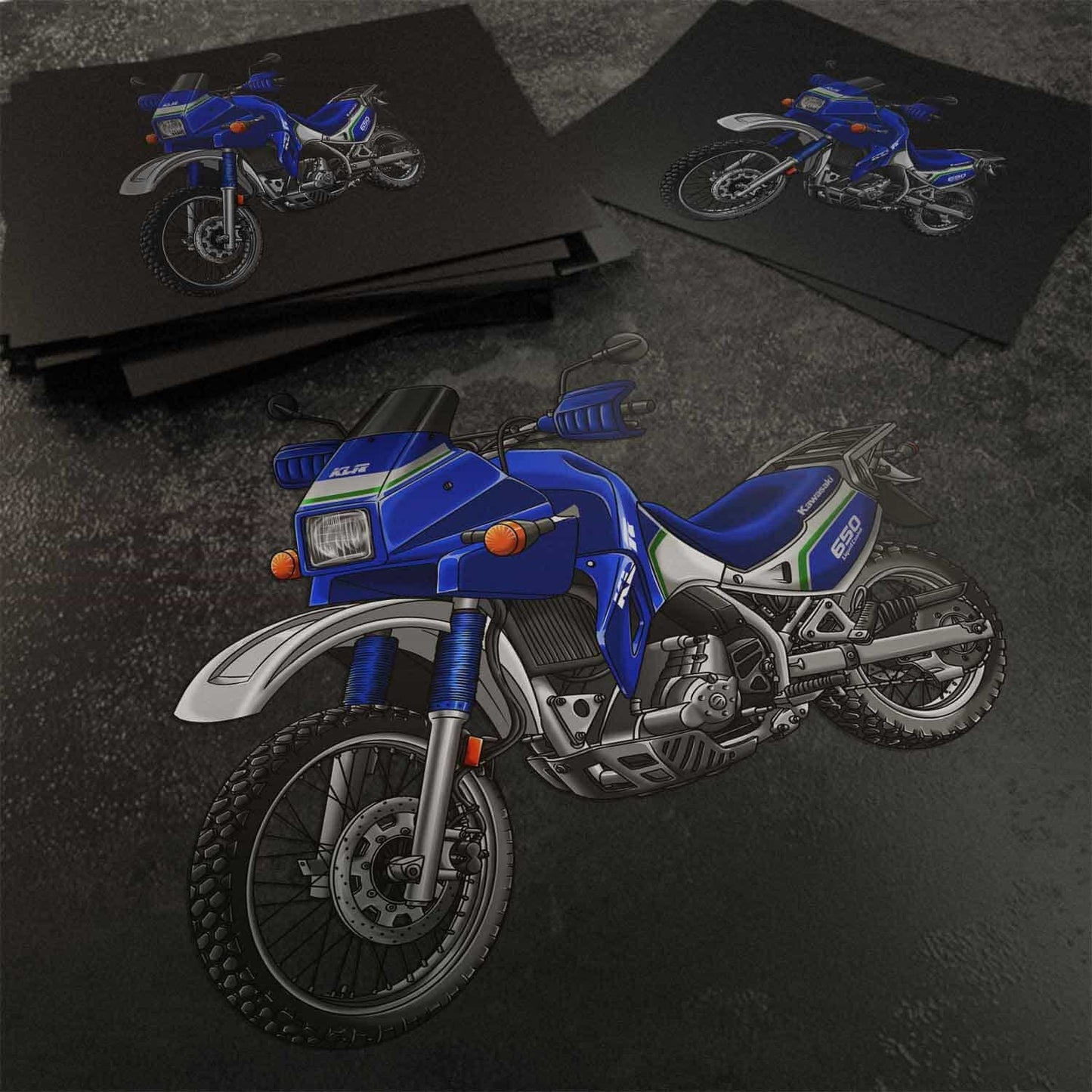 Kawasaki KLR 650 A 1987-93 Stickers - Set of 3 Motorcycle Decals for Riders