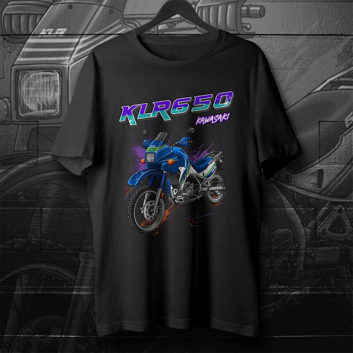Kawasaki KLR 650 A 1987-93 T-Shirt - Motorcycle Tee Shirt for Riders