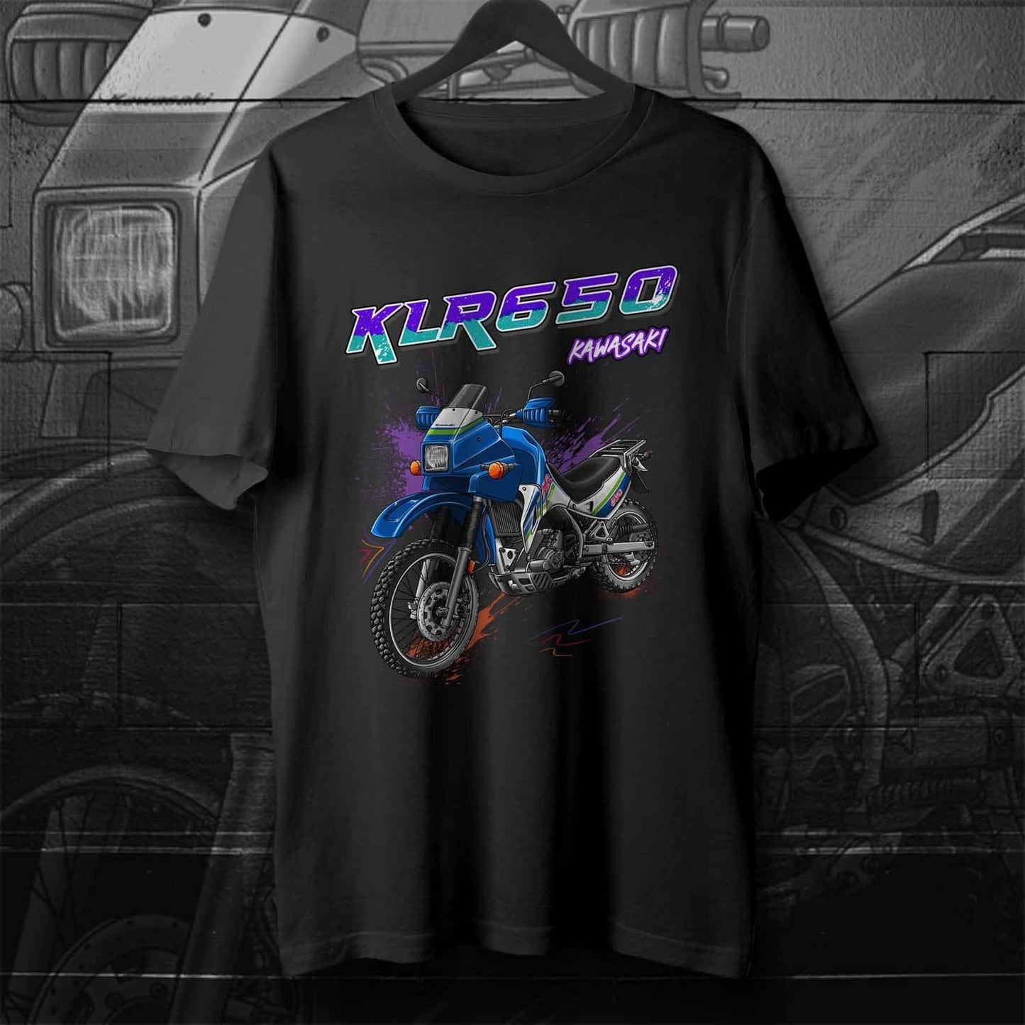 Kawasaki KLR 650 A 1987-93 T-Shirt - Motorcycle Tee Shirt for Riders