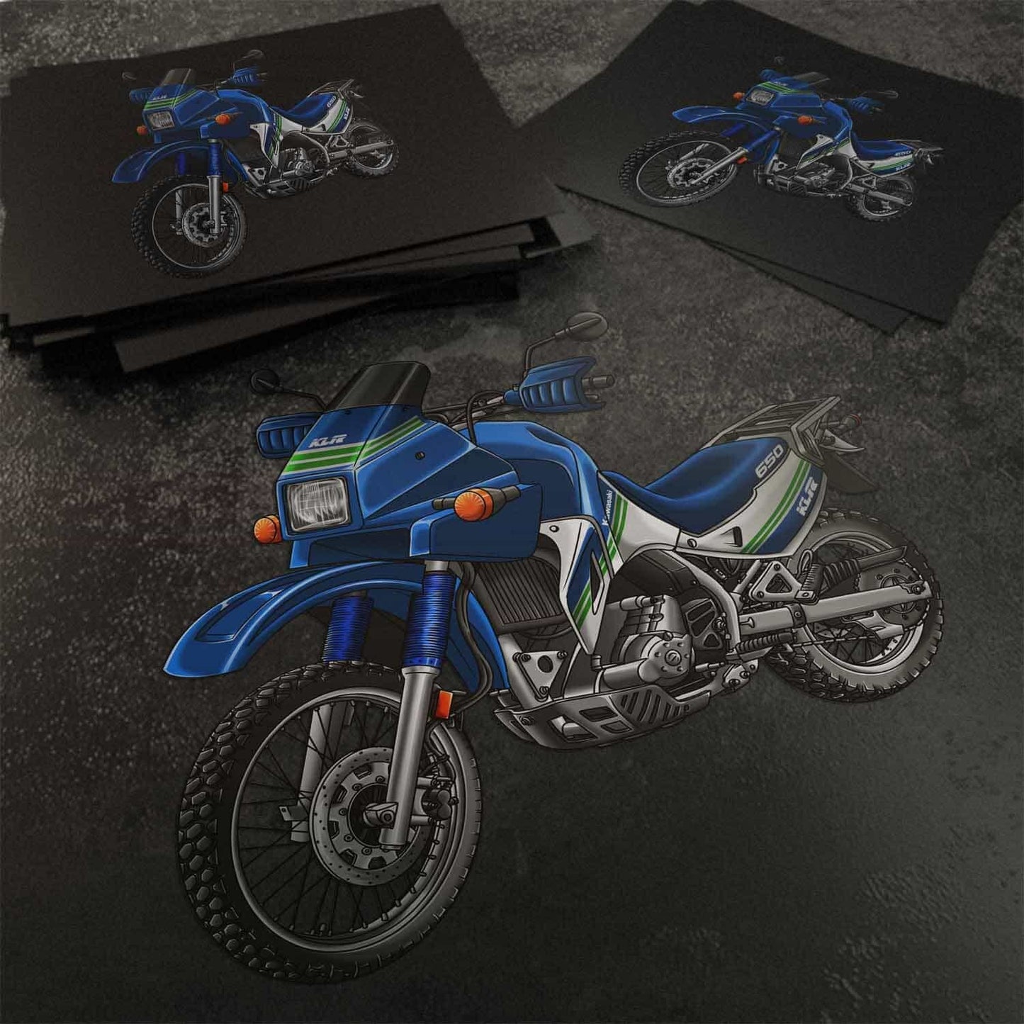 Kawasaki KLR 650 A 1987-93 Stickers - Set of 3 Motorcycle Decals for Riders