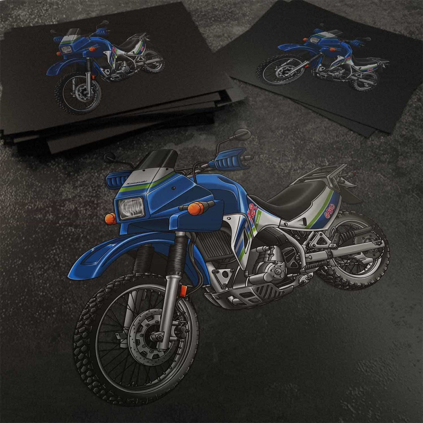 Kawasaki KLR 650 A 1987-93 Stickers - Set of 3 Motorcycle Decals for Riders