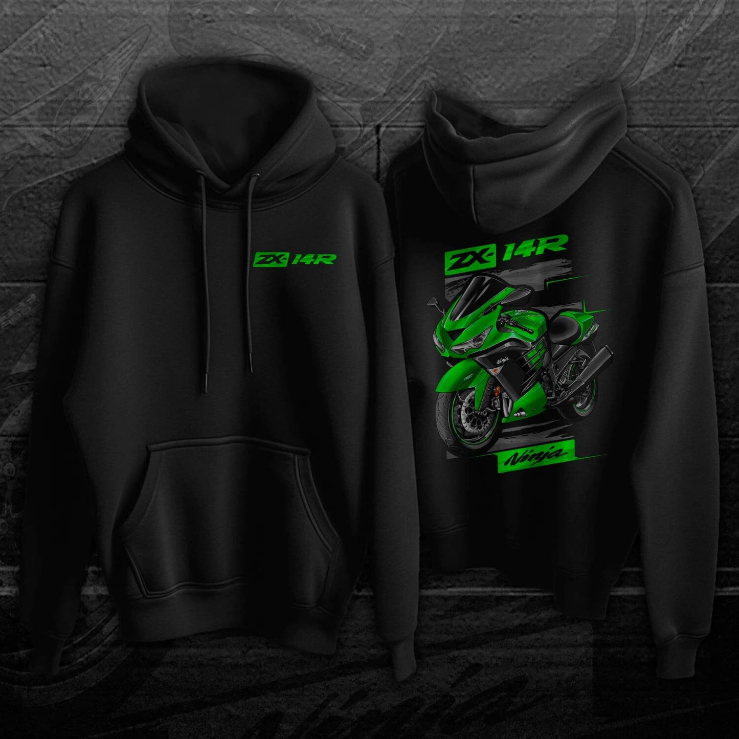 Kawasaki Ninja ZX-14R 2014-16 Hoodie - Motorcycle Sweatshirt for Riders