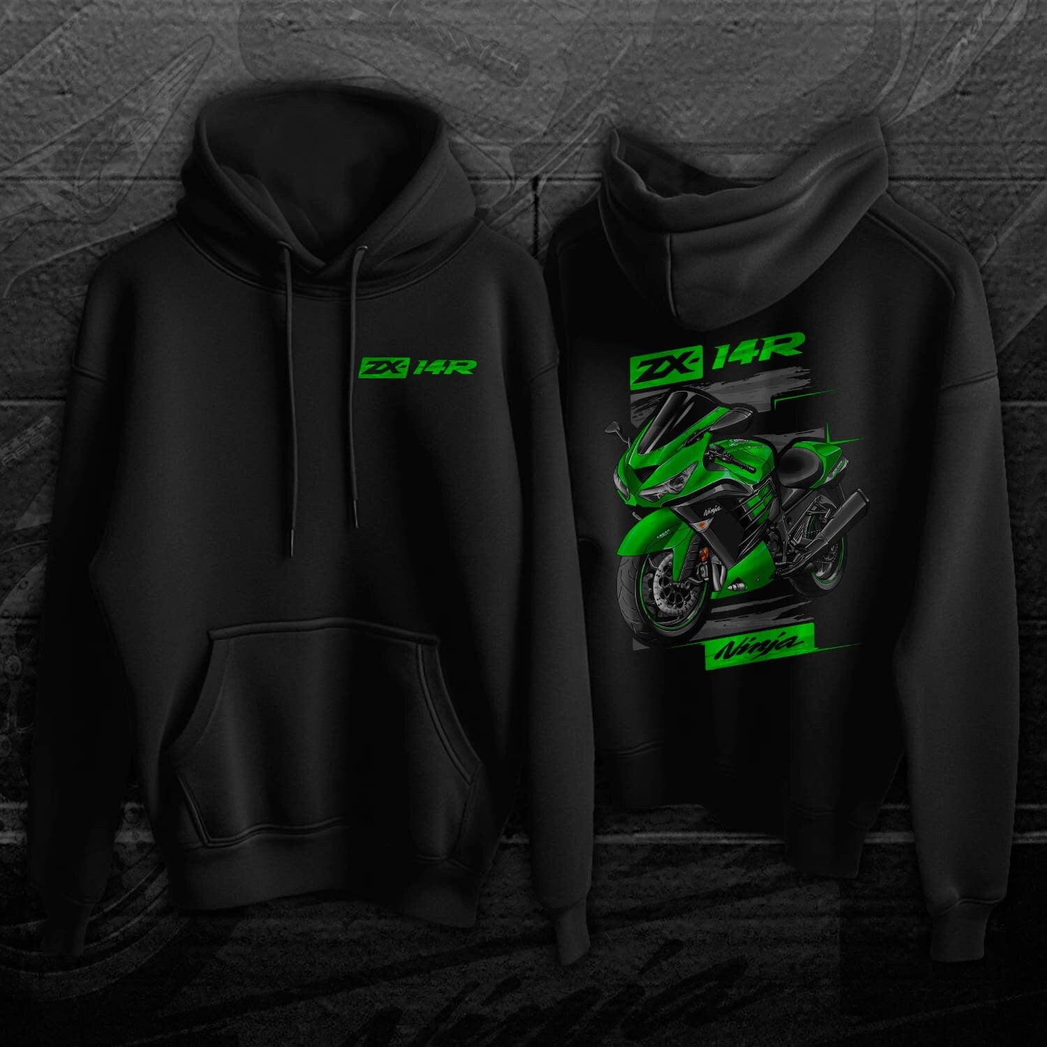 Kawasaki Ninja ZX-14R 2014-16 Hoodie - Motorcycle Sweatshirt for Riders
