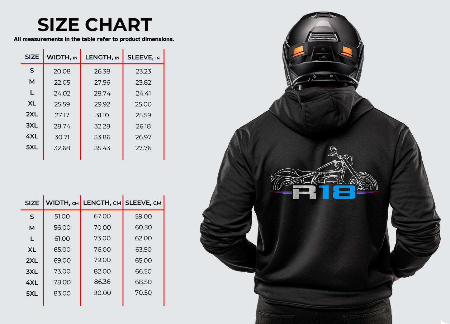 BMW R 18 Hoodie - Motorcycle Sweatshirt for Motorrad Riders
