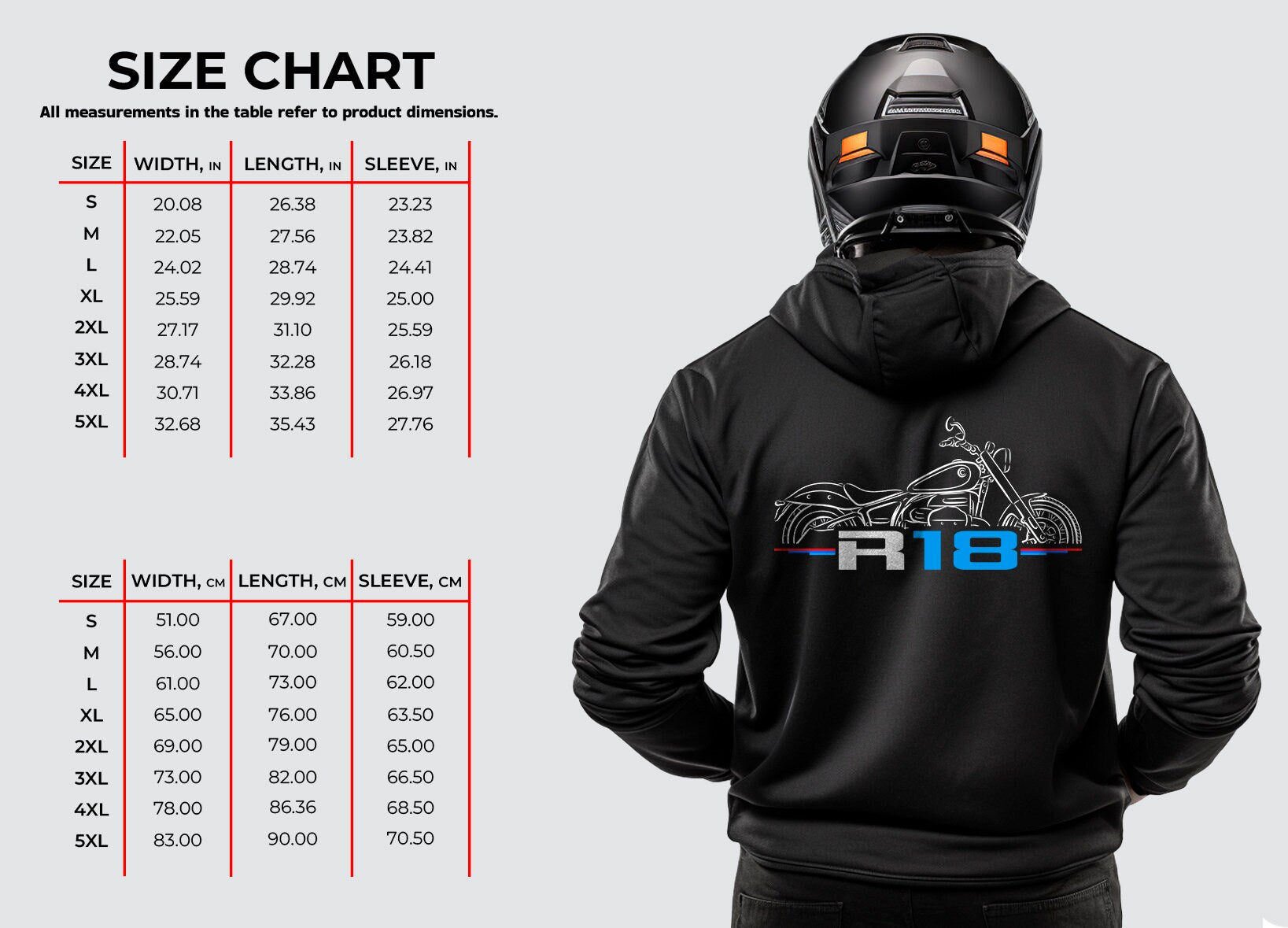 BMW R 18 Hoodie - Motorcycle Sweatshirt for Motorrad Riders
