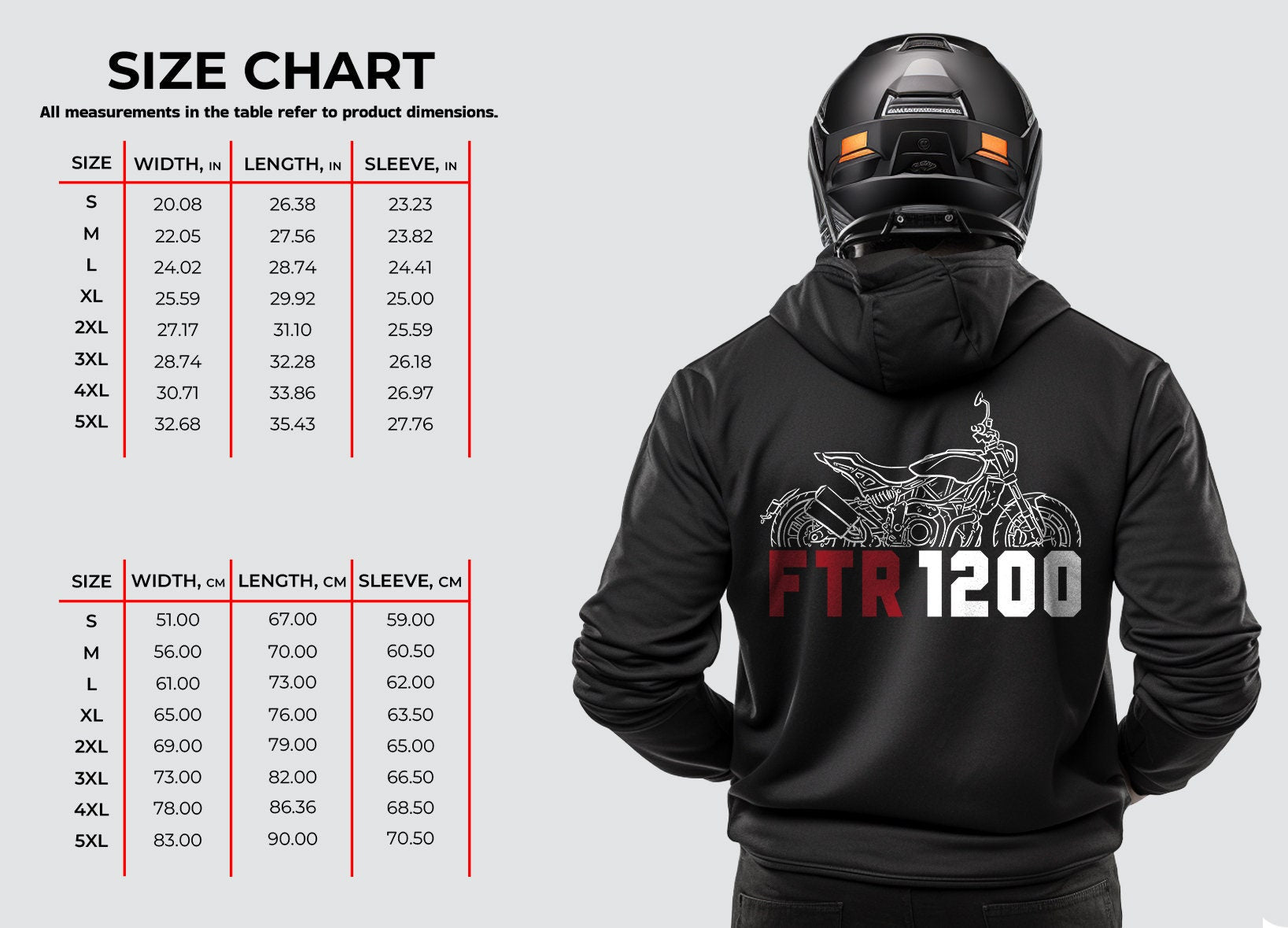 Indian FTR 1200 Hoodie - Motorcycle Sweatshirt for Riders