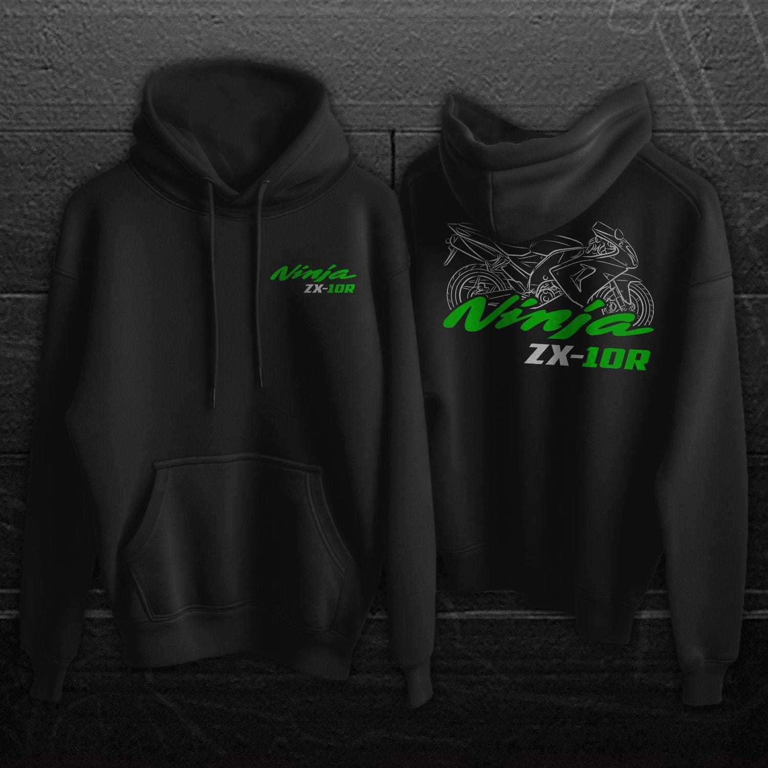 Kawasaki Ninja ZX-10R Inspired Hoodie - Motorcycle Sweatshirt for Riders